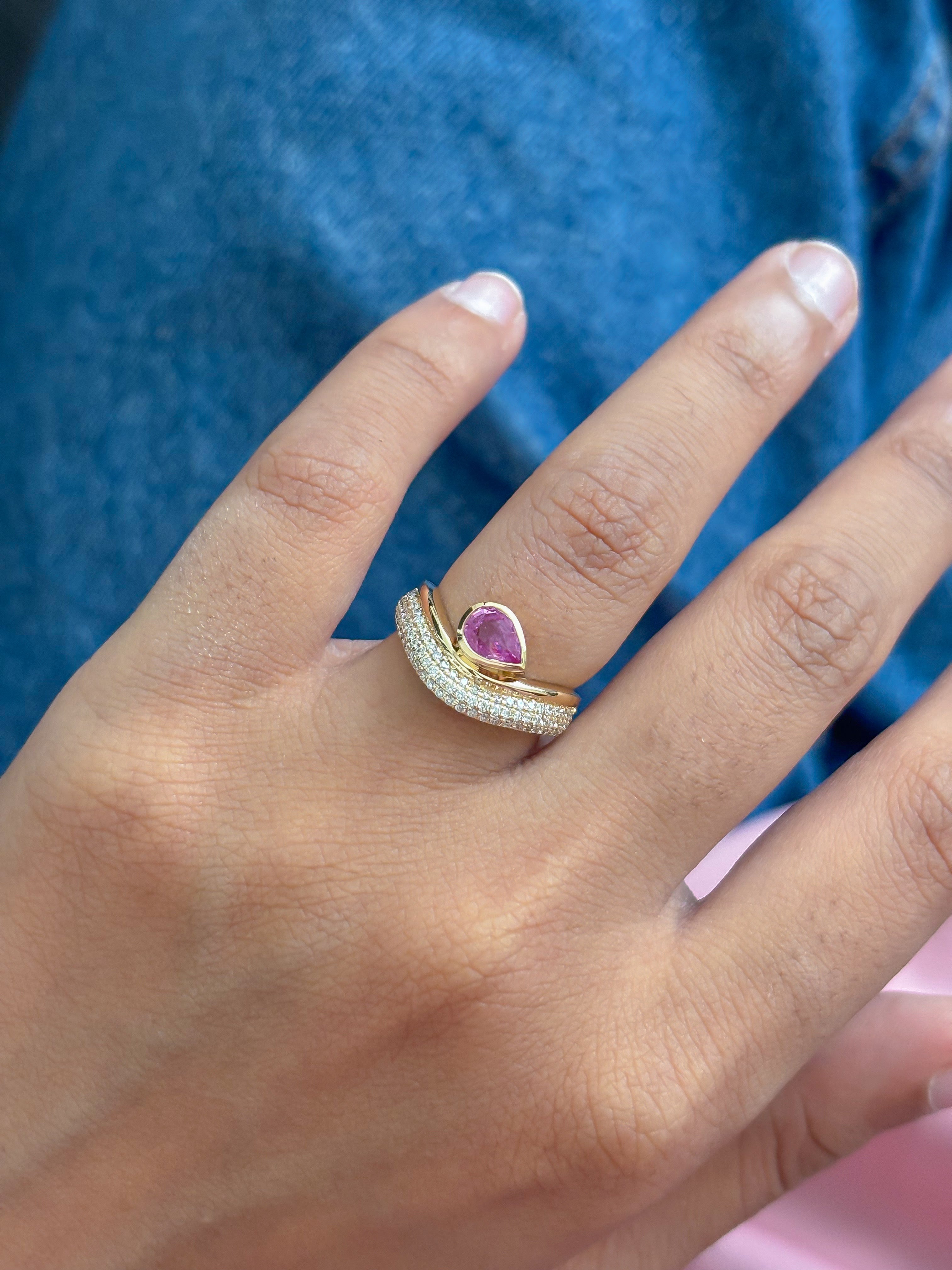 JPRG-5514/13105 Pink Sapphire Diamond Ring | 18K