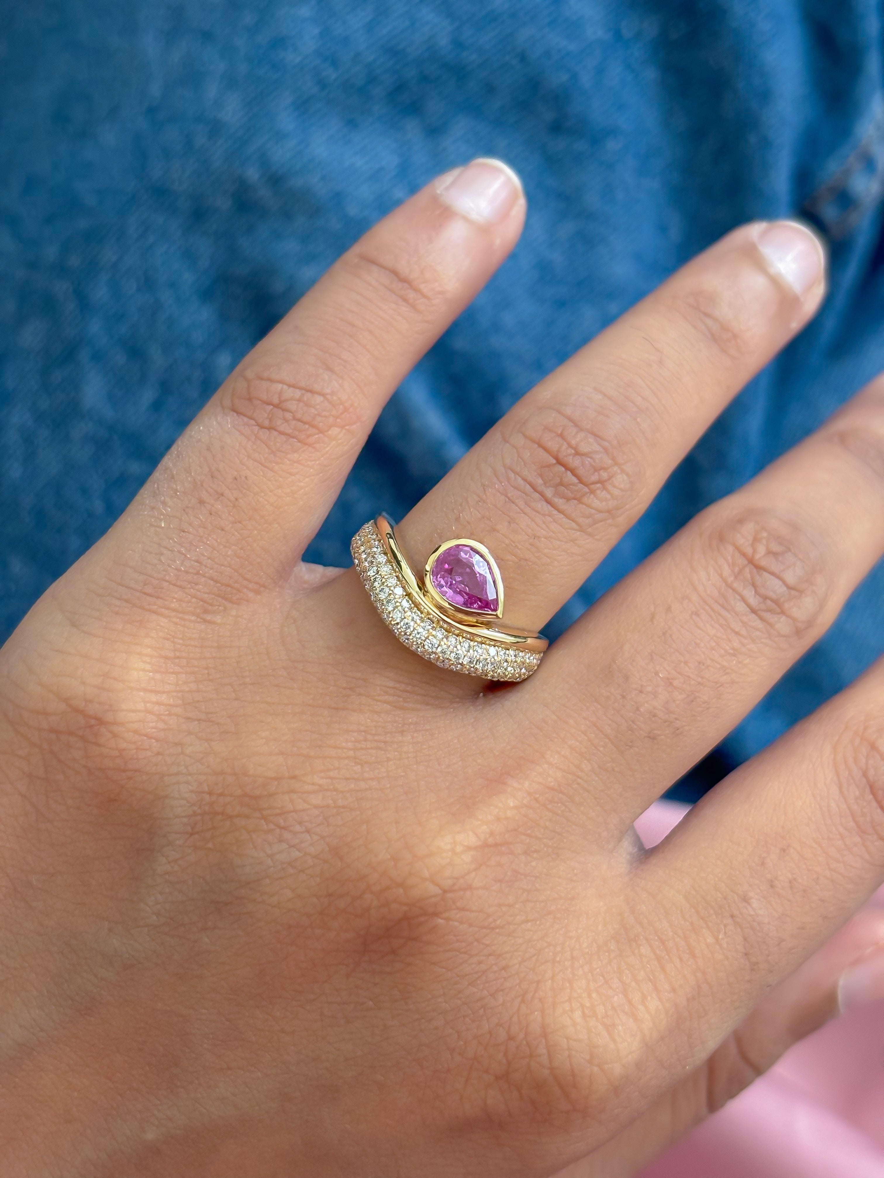 JPRG-5515/13106 Pink Sapphire Diamond Ring | 18K