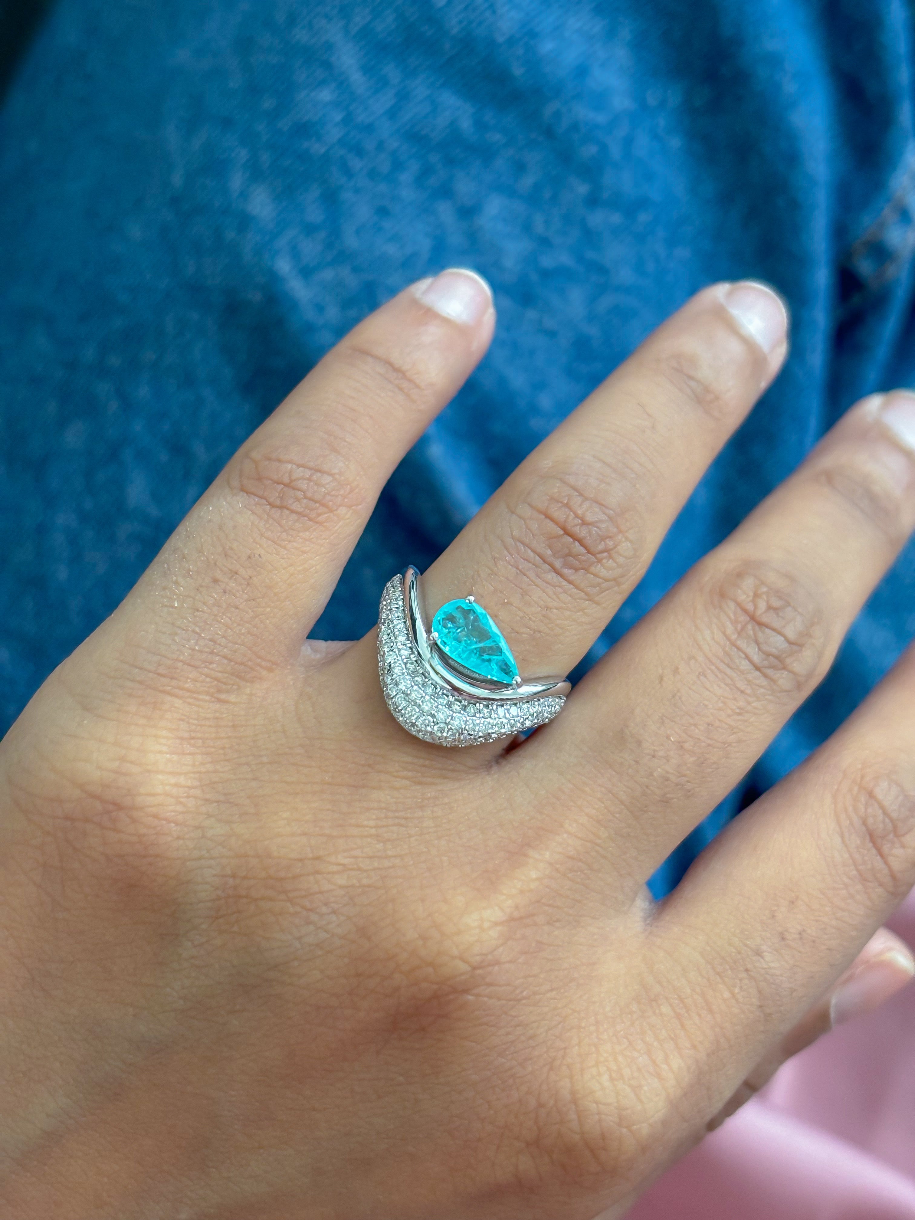 JPRG-5517/13108 Paraiba Tourmaline Diamond Ring | 18K