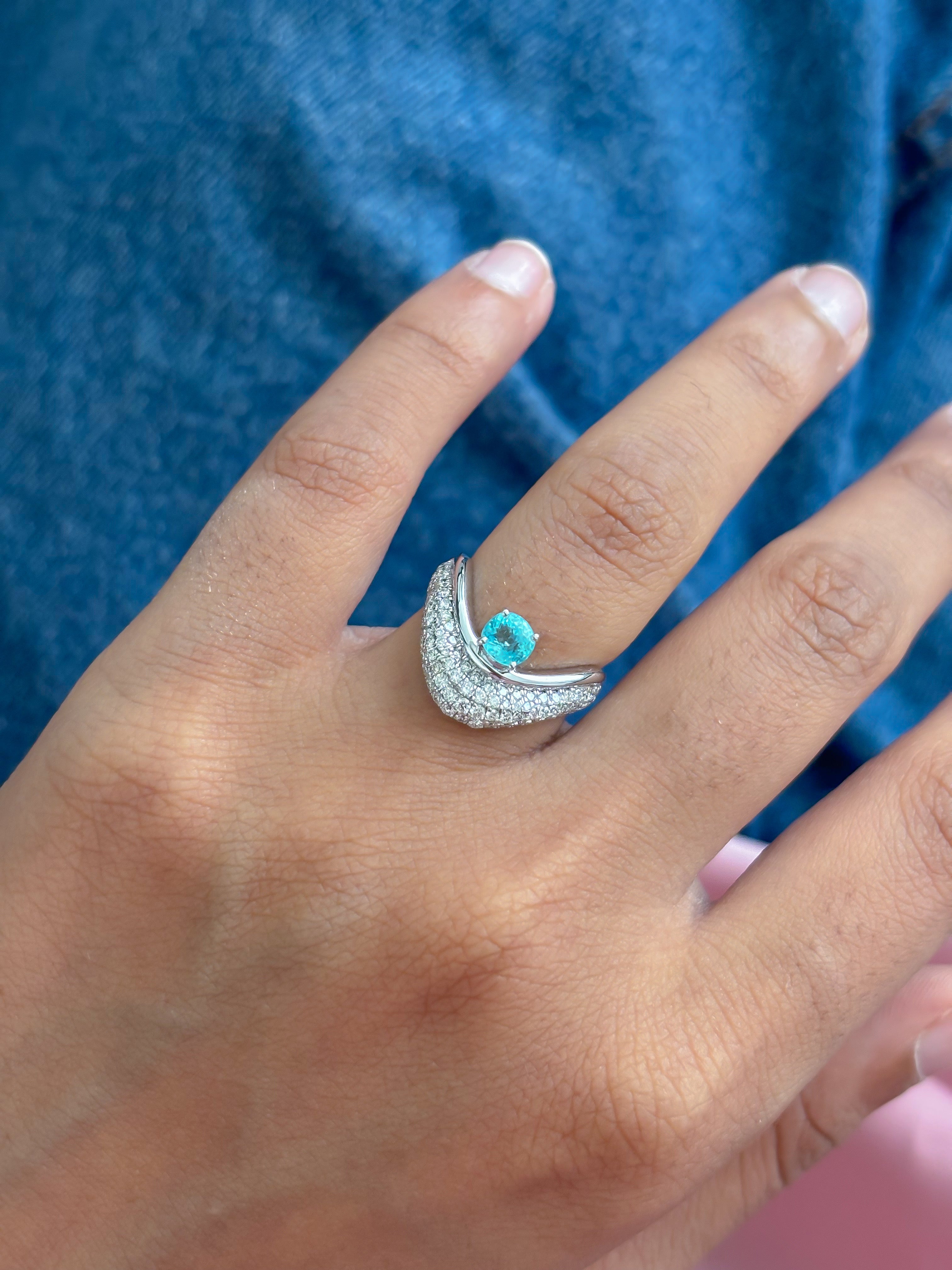 JPRG-5518/13109 Paraiba Tourmaline Diamond Ring | 18K