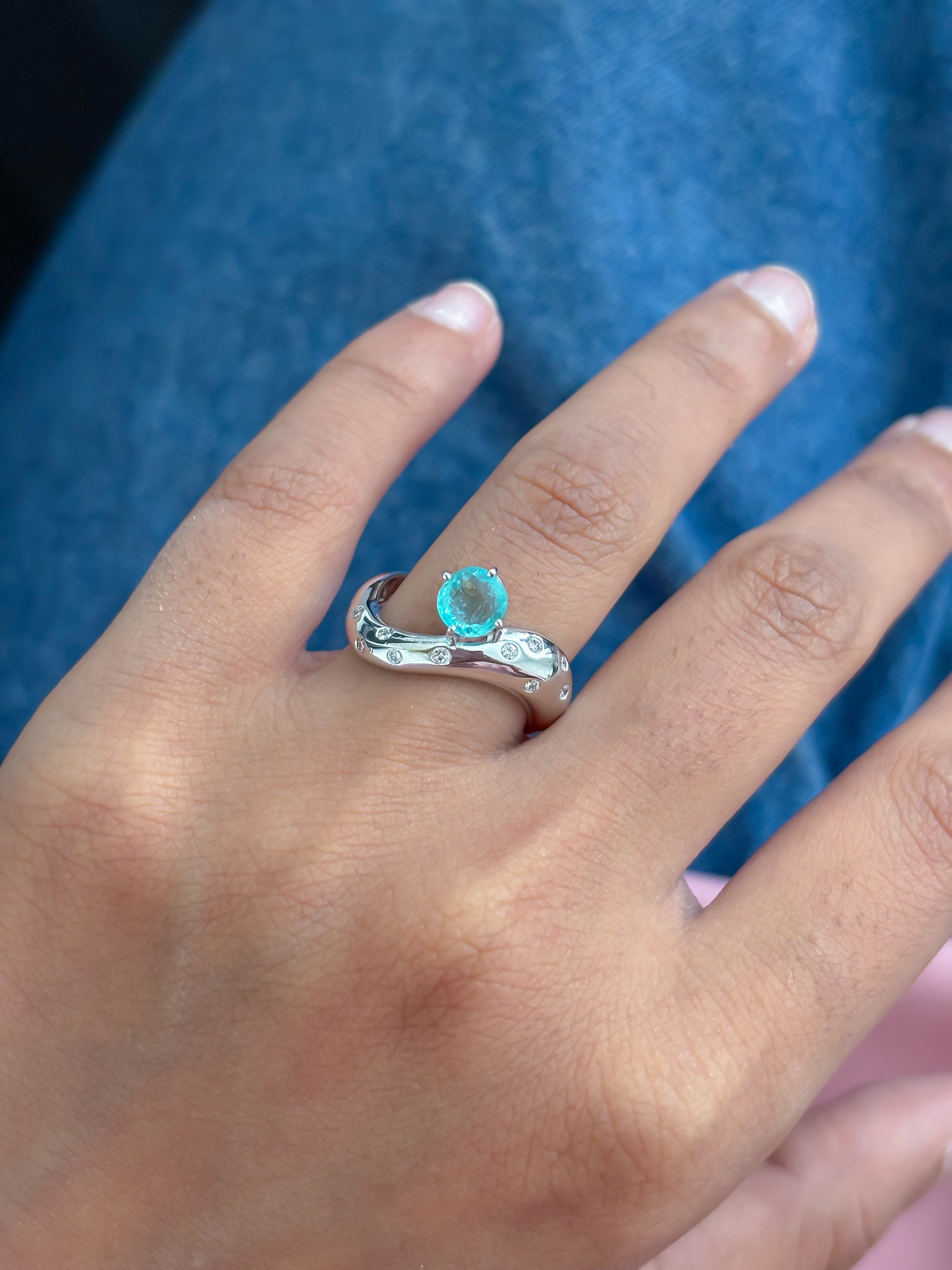 JPRG-5519/13110 Paraiba Tourmaline Diamond Ring | 18K