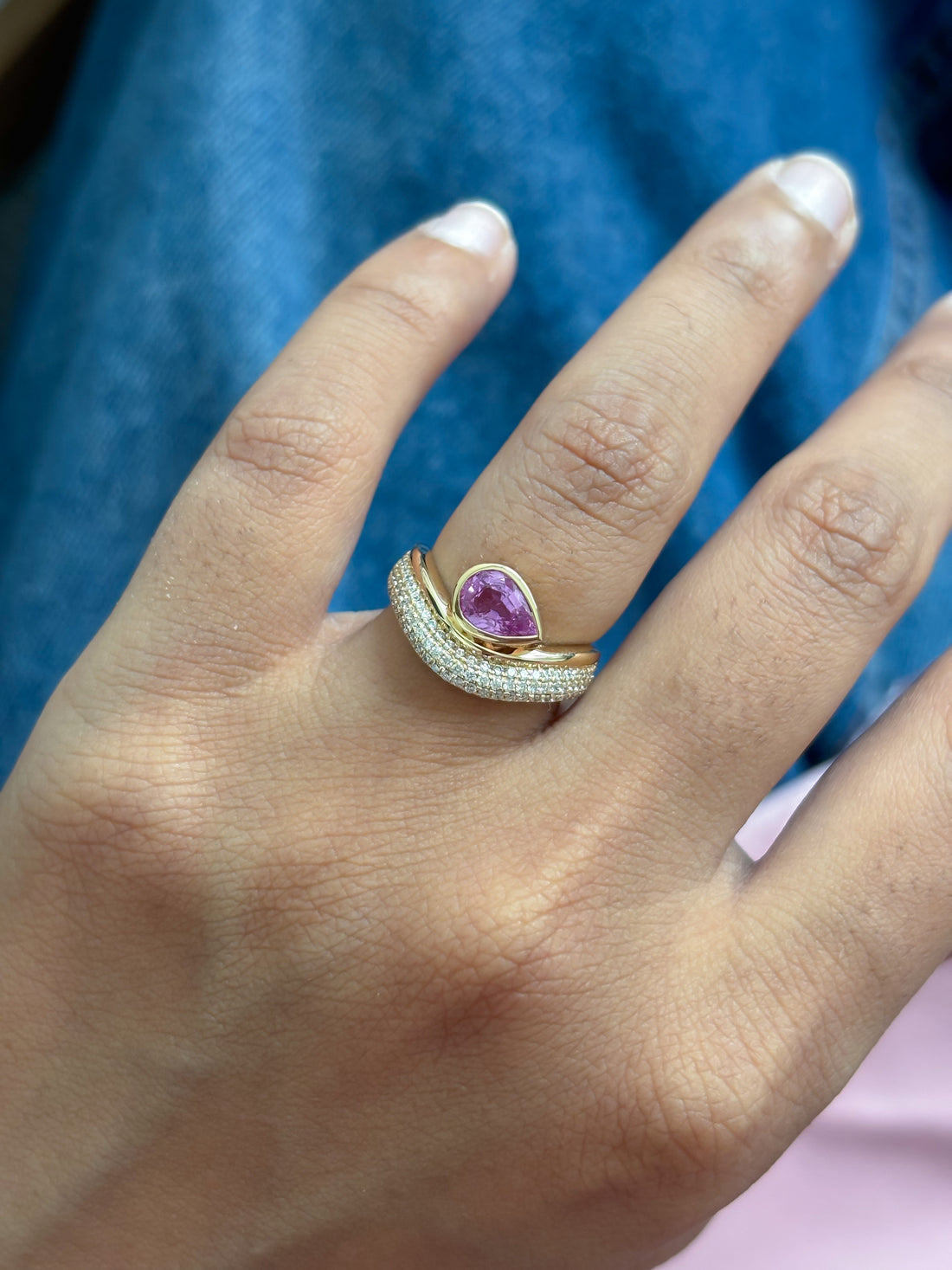 JPRG-5556/13181 Pink Sapphire Diamond Ring | 18K