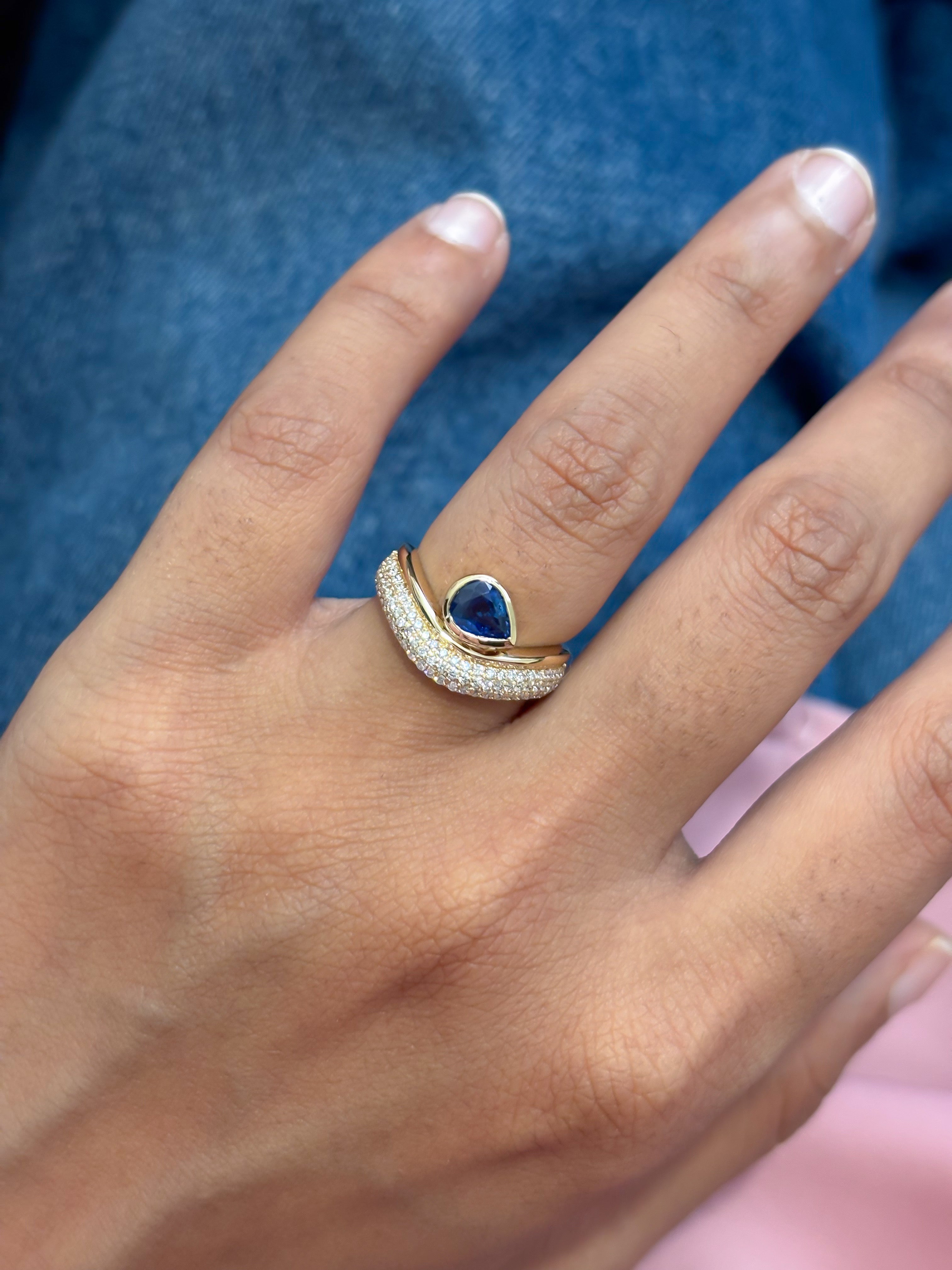 JPRG-5557/13182 Blue Sapphire Diamond Ring | 18K