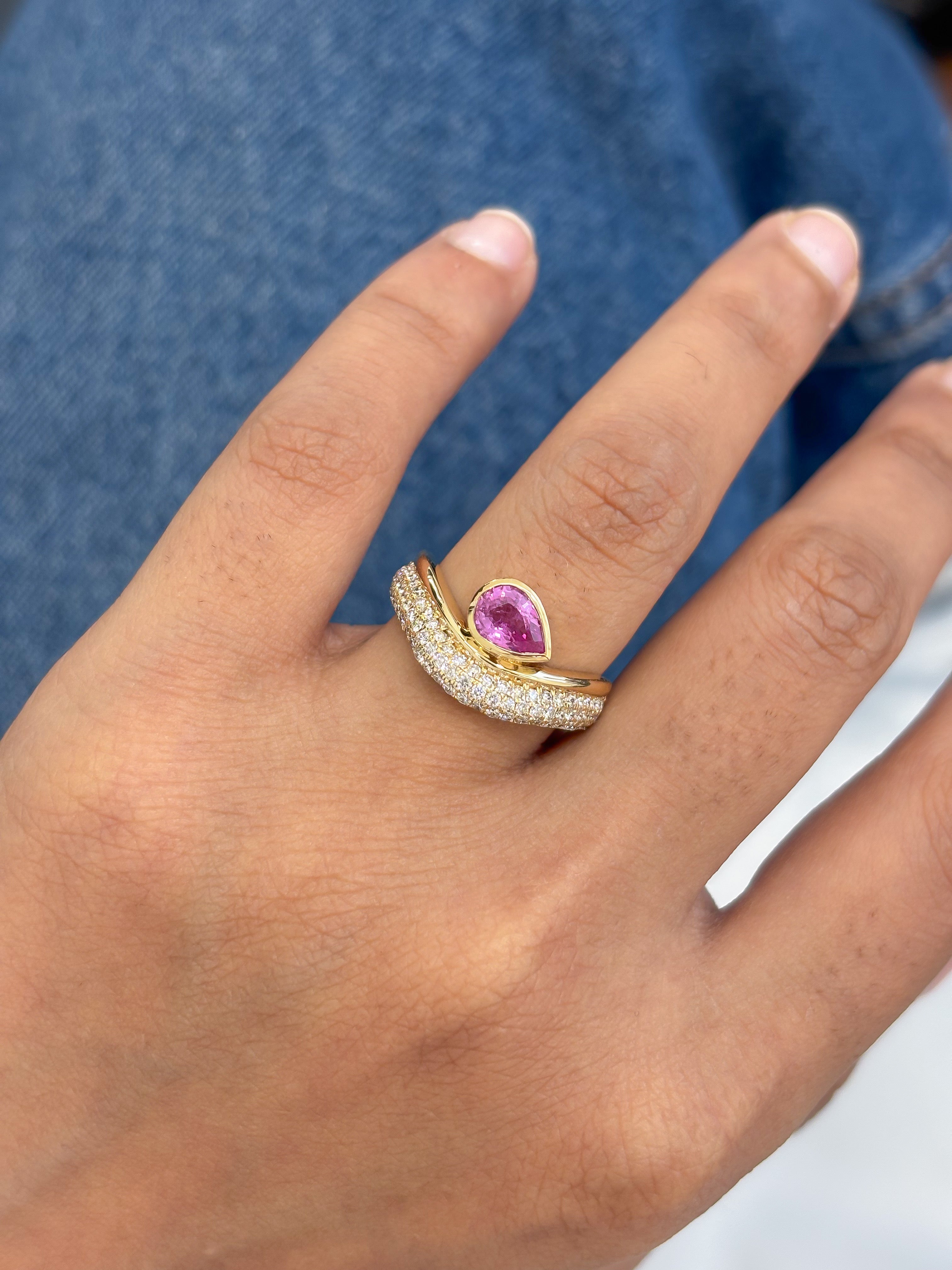 JPRG-5569/13215 Pink Sapphire Diamond Ring | 18K
