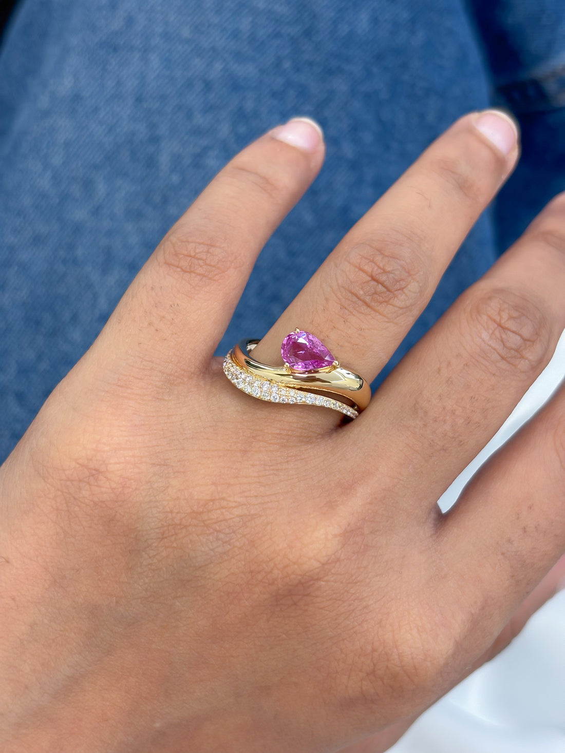 JPRG-5572/13218 Pink Sapphire Diamond Ring | 18K