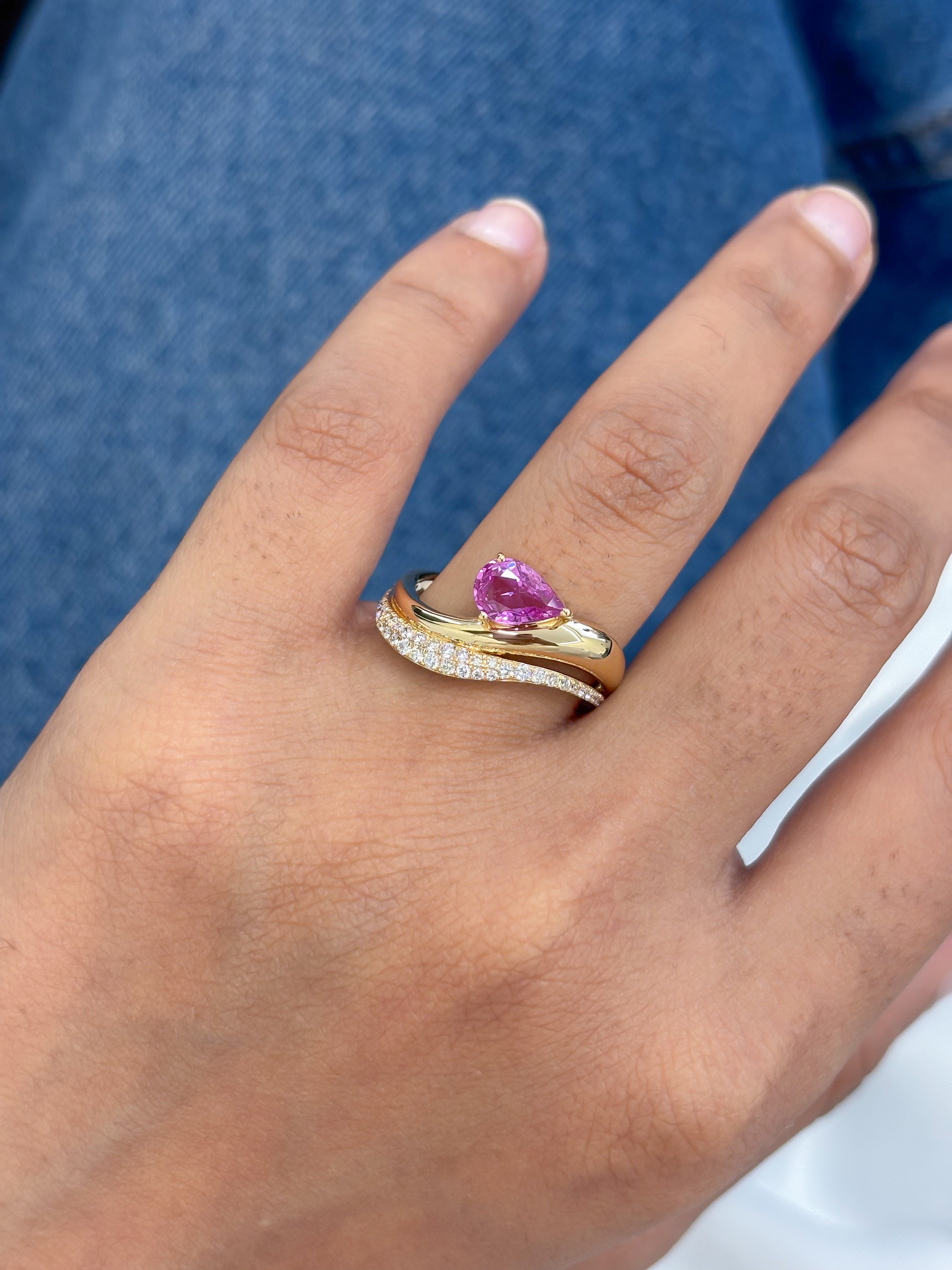 JPRG-5572/13218 Pink Sapphire Diamond Ring | 18K