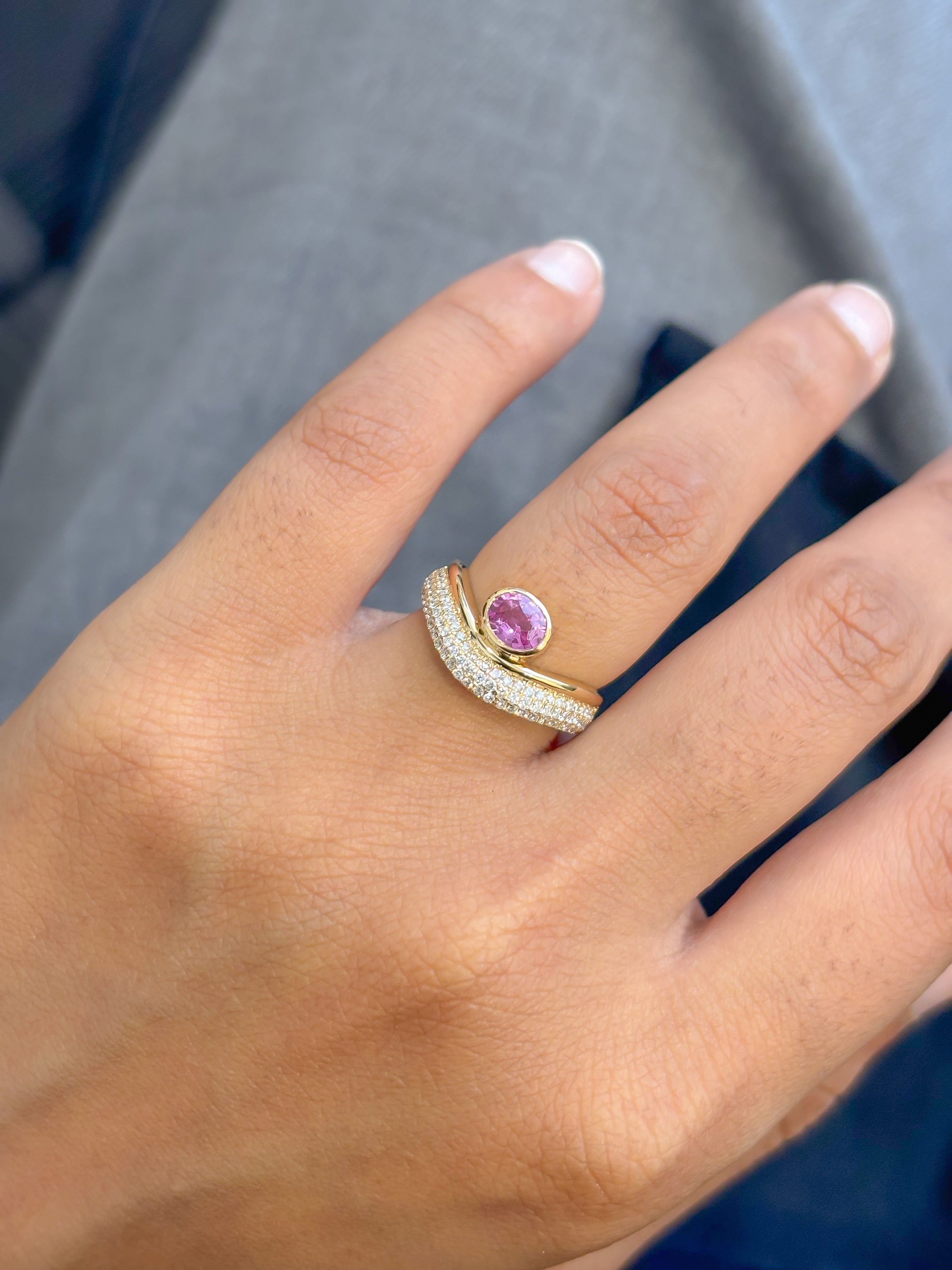 JPRG-5589/13266 Pink Sapphire Diamond Ring | 18K