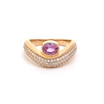 JPRG-5589/13266 Pink Sapphire Diamond Ring | 18K