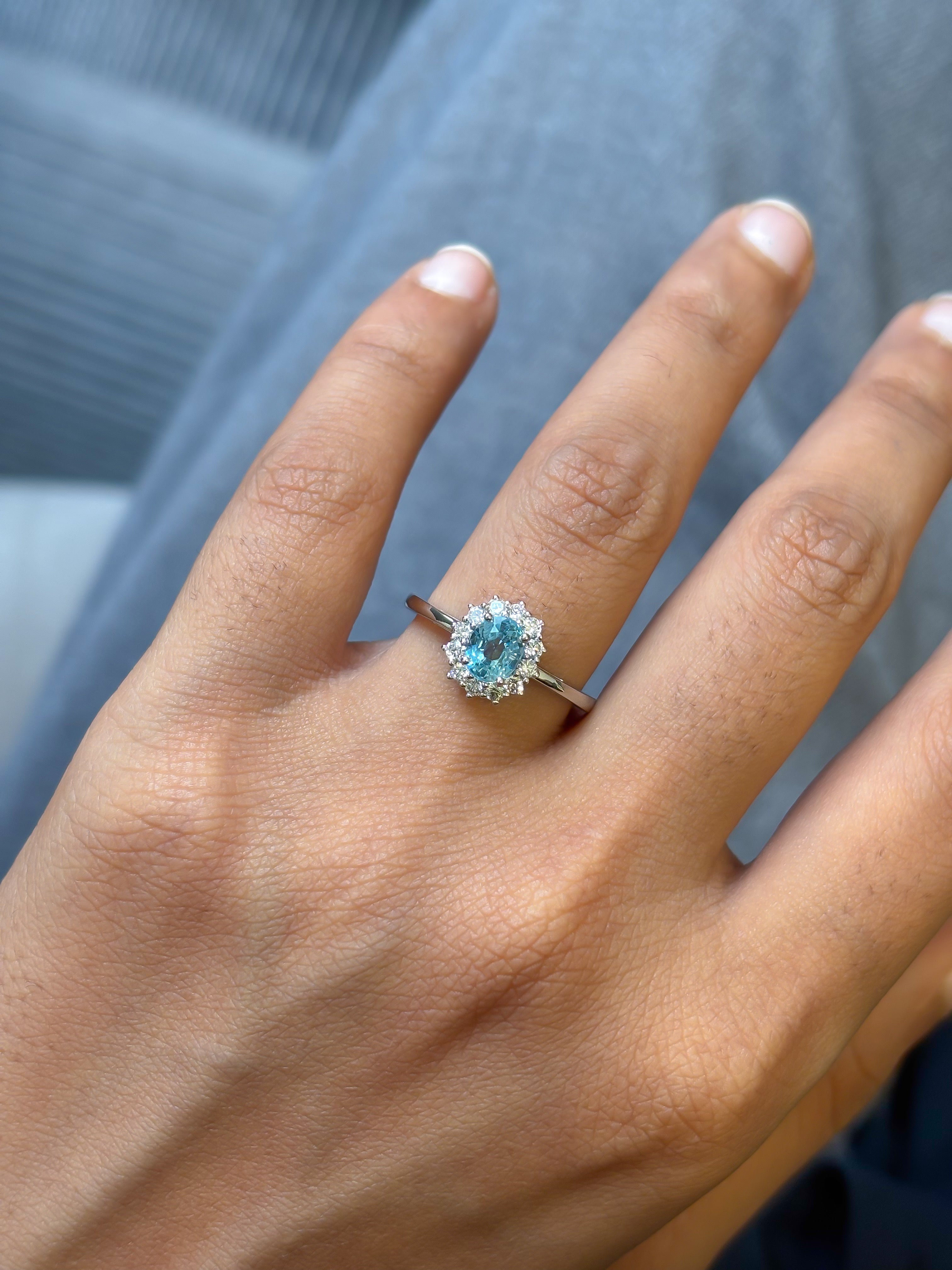JPRG-5595/13277 Diamond Aquamarine Ring | 14K