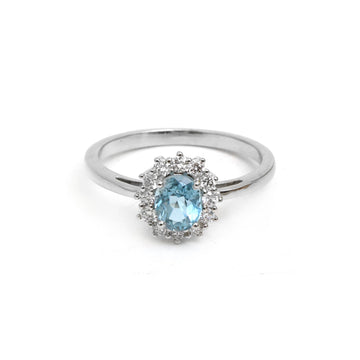 JPRG-5595/13277 Diamond Aquamarine Ring | 14K