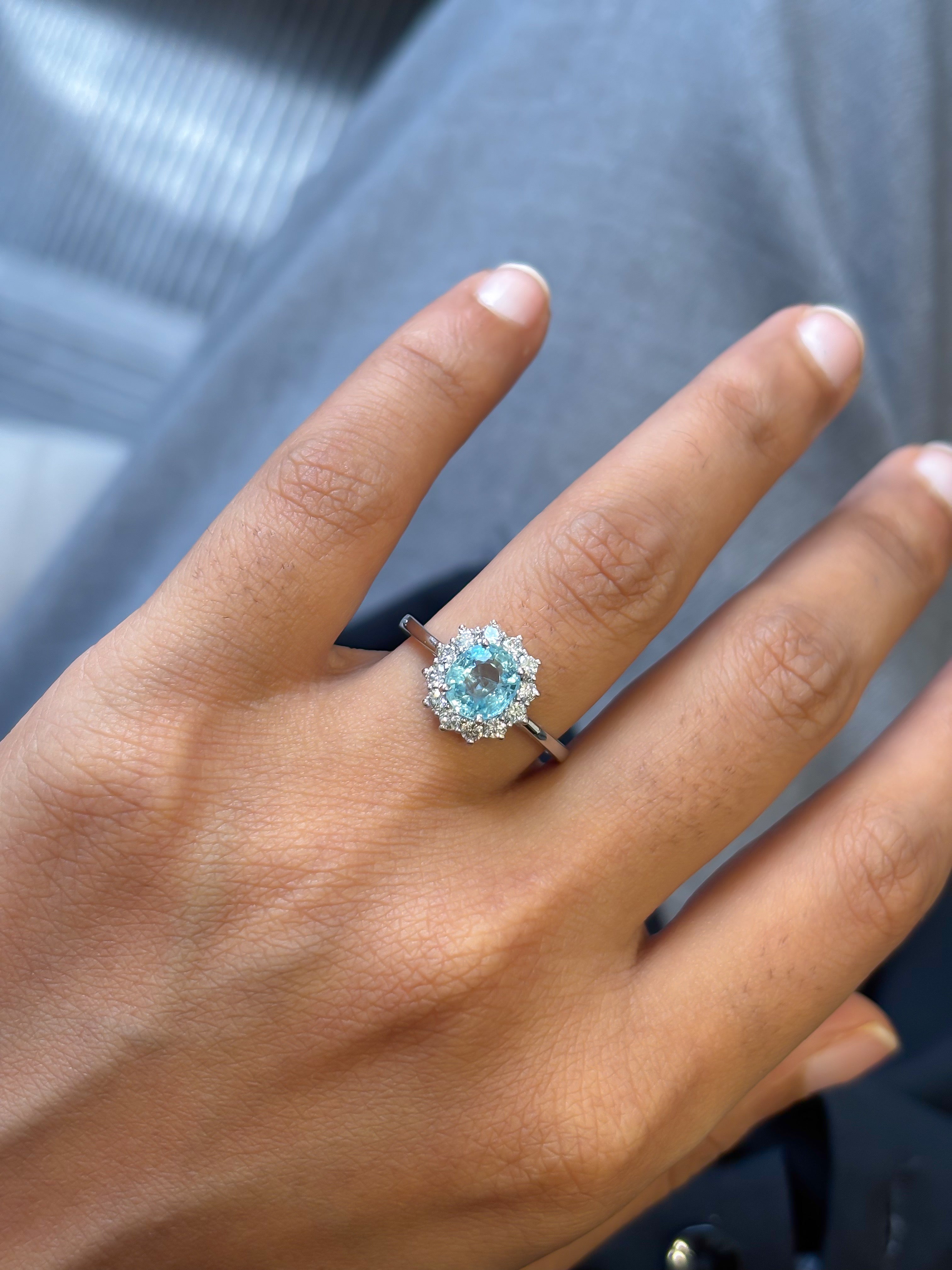 JPRG-5596/13278 Diamond Aquamarine Ring | 14K