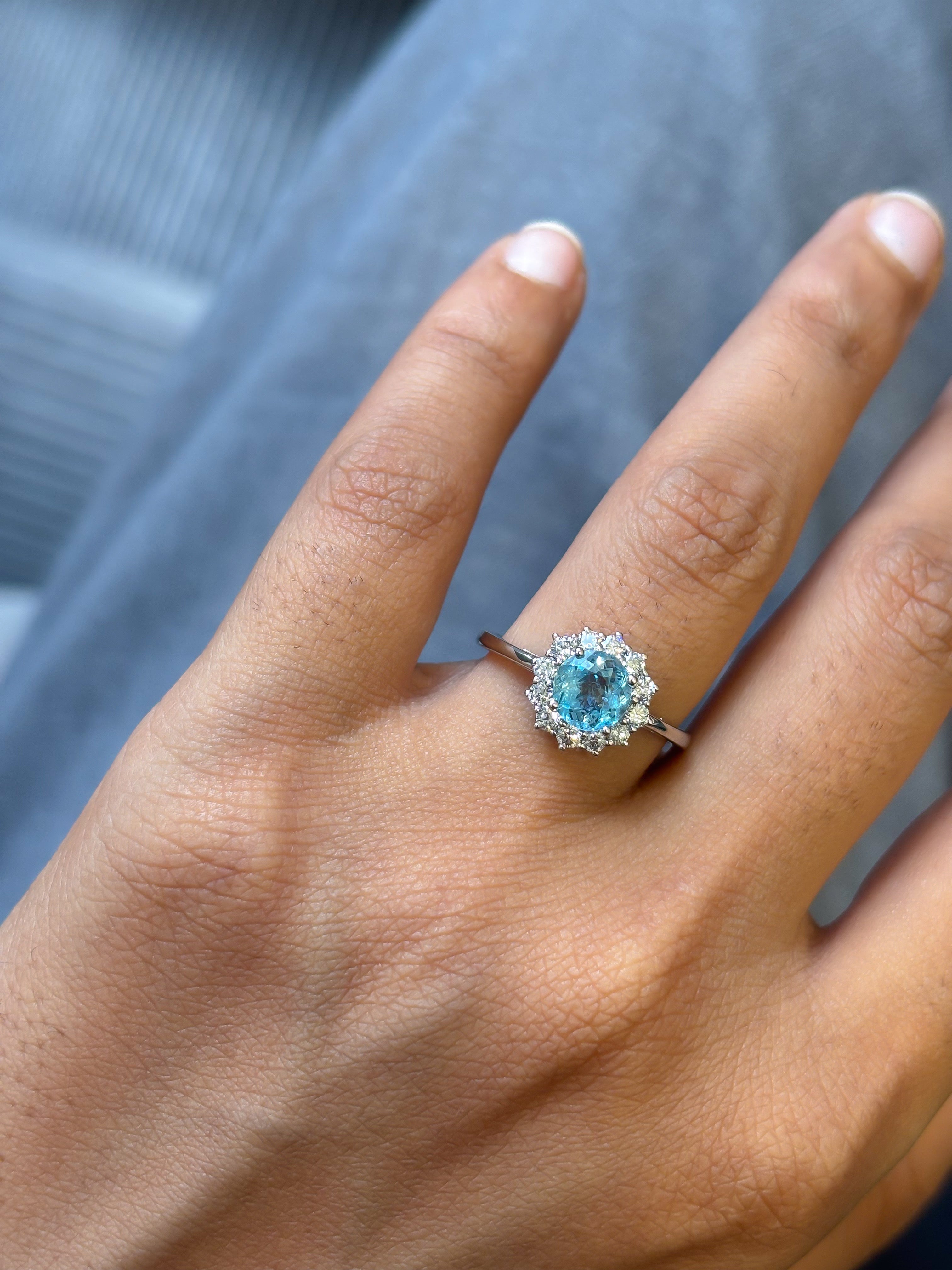 JPRG-5597/13279 Diamond Aquamarine Ring | 14K