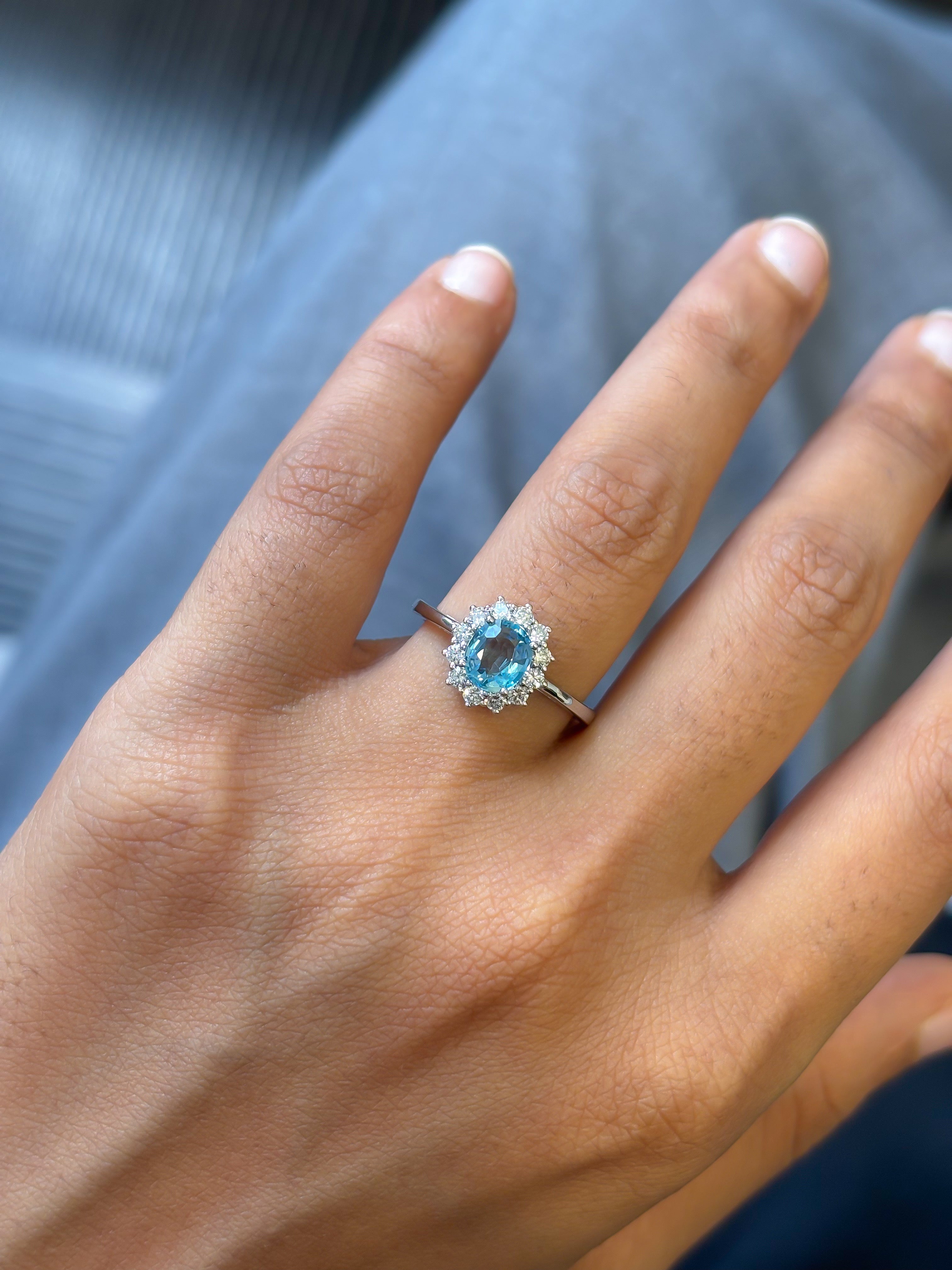 JPRG-5598/13280 Diamond Aquamarine Ring | 14K