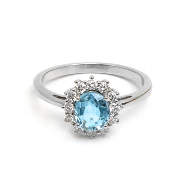 JPRG-5598/13280 Diamond Aquamarine Ring | 14K