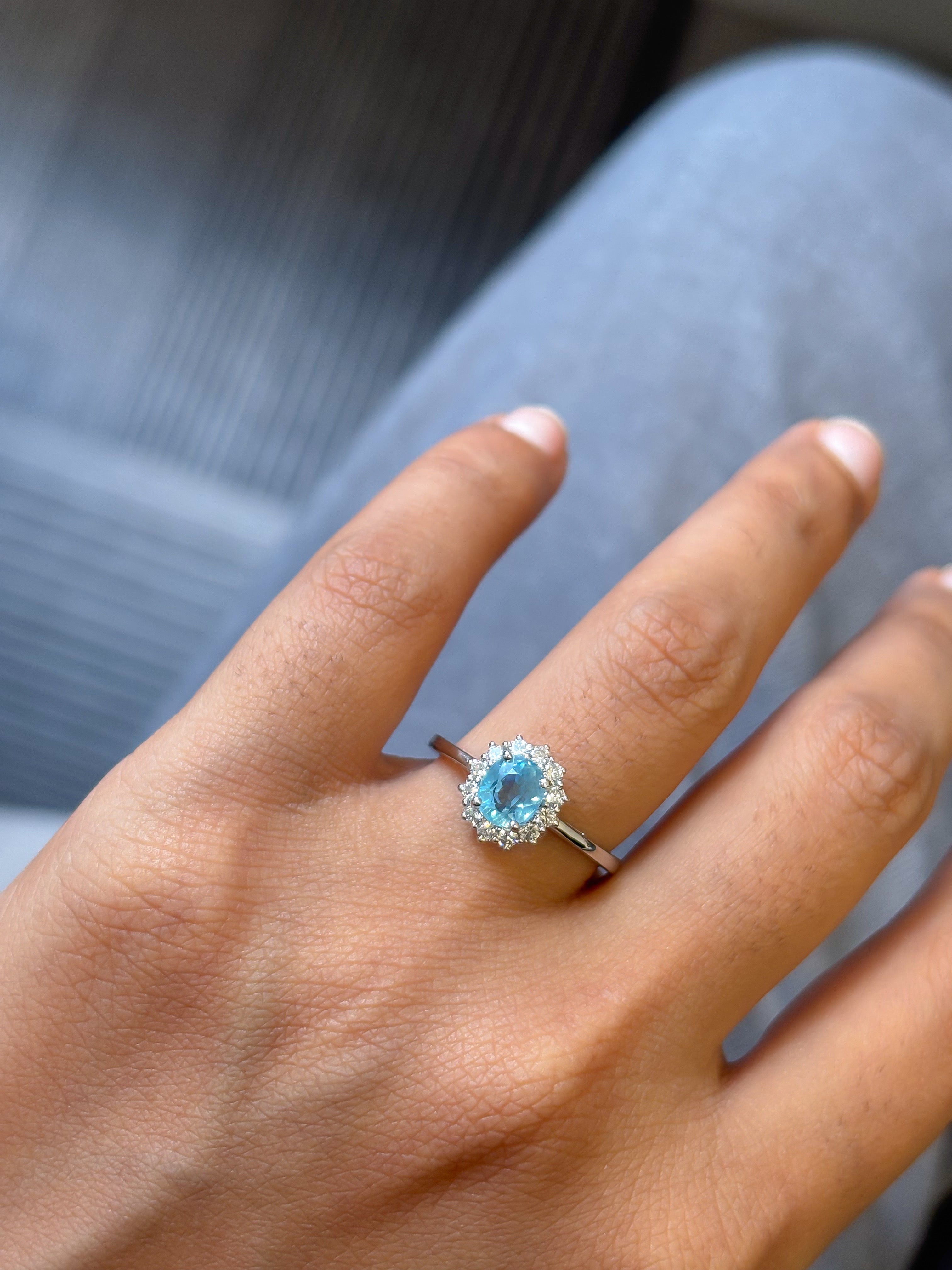 JPRG-5599/13281 Diamond Aquamarine Ring | 14K