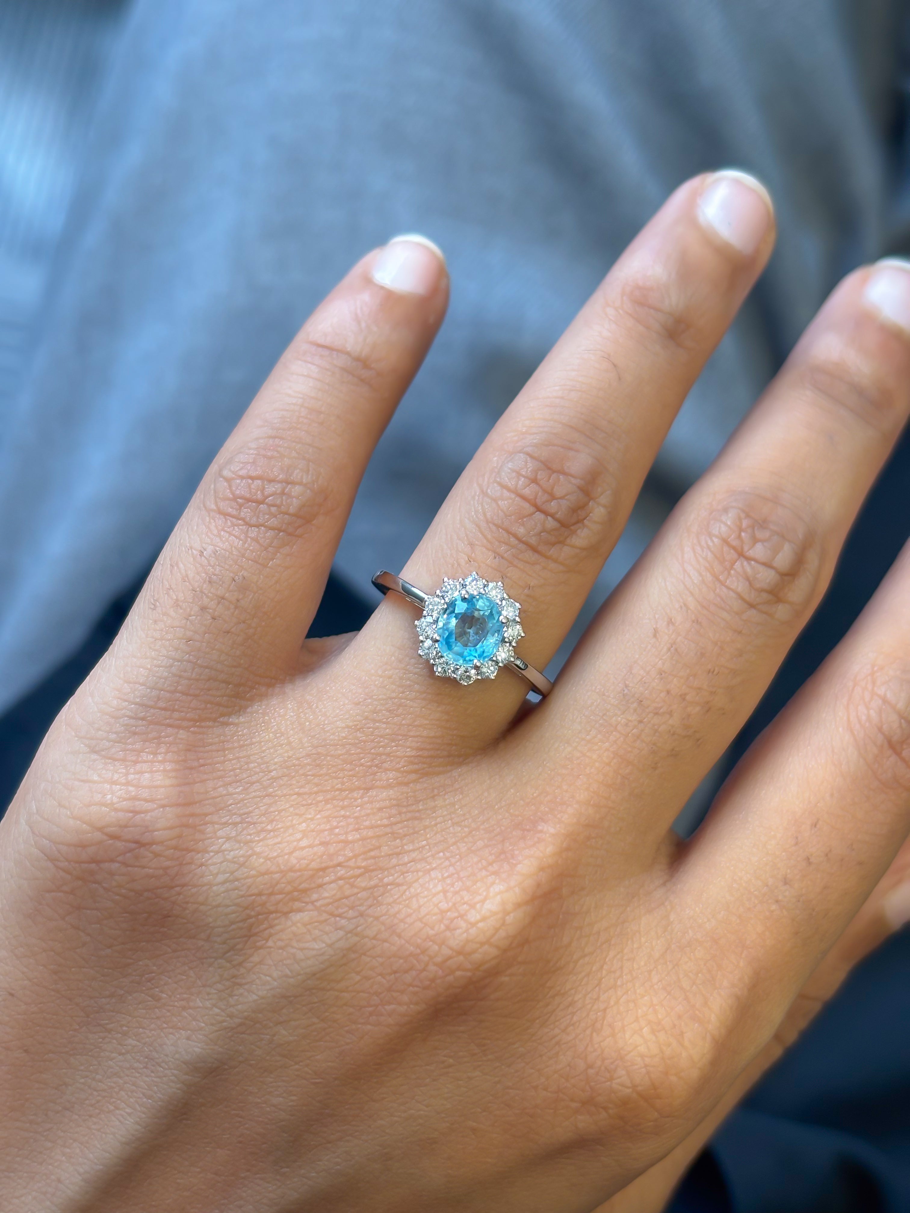 JPRG-5600/13282 Diamond Aquamarine Ring | 14K
