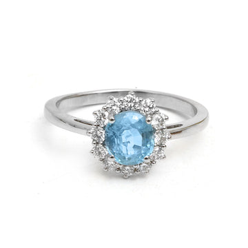 JPRG-5600/13282 Diamond Aquamarine Ring | 14K