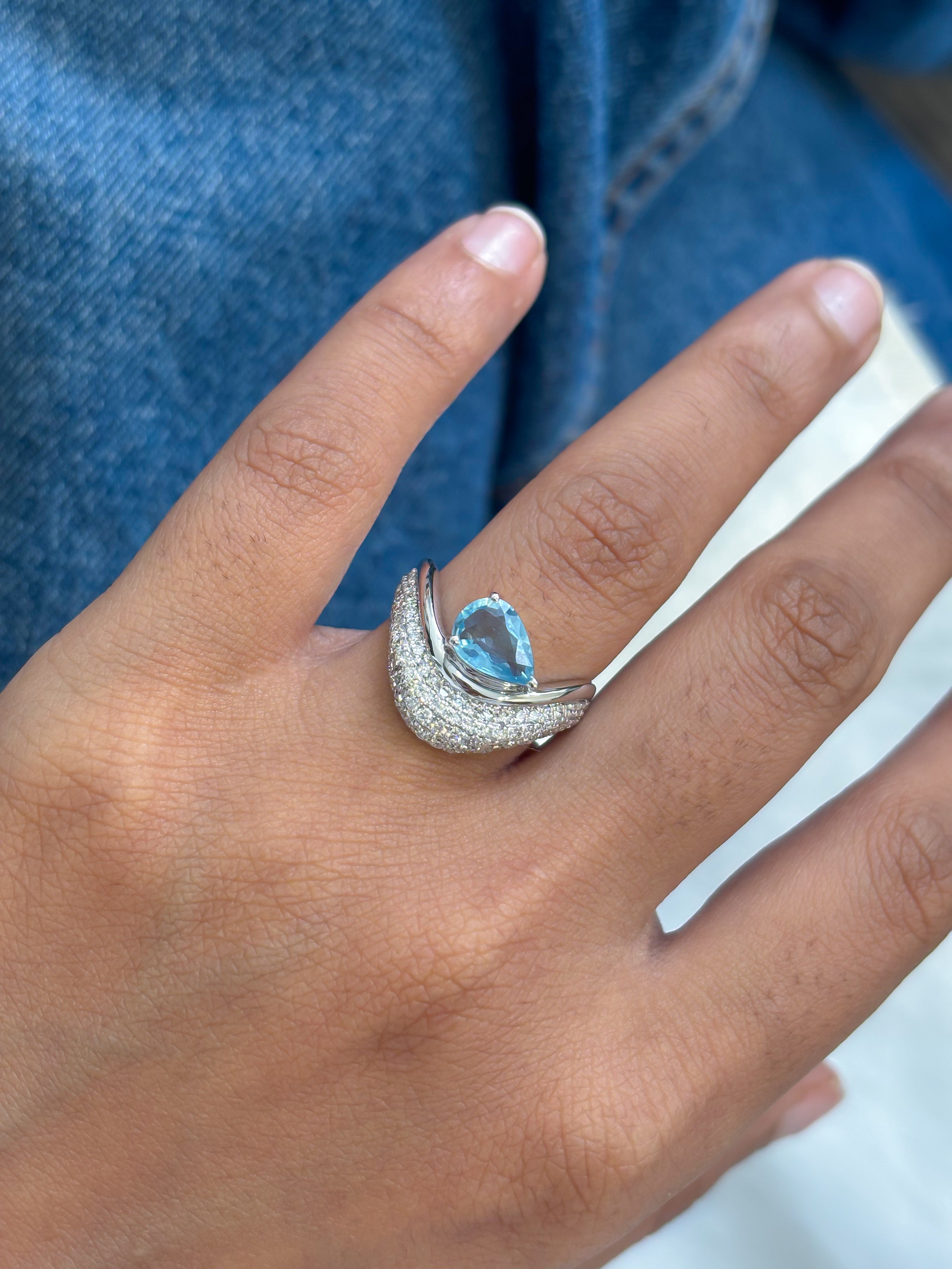 JPRG-5603/13297 Aquamarine Diamond Ring | 14K