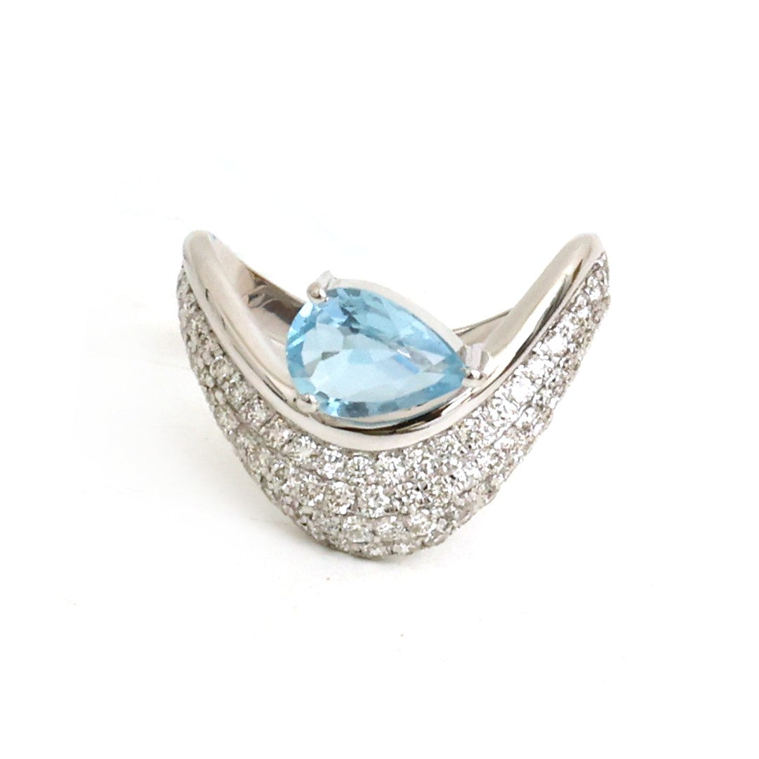 JPRG-5603/13297 Aquamarine Diamond Ring | 14K