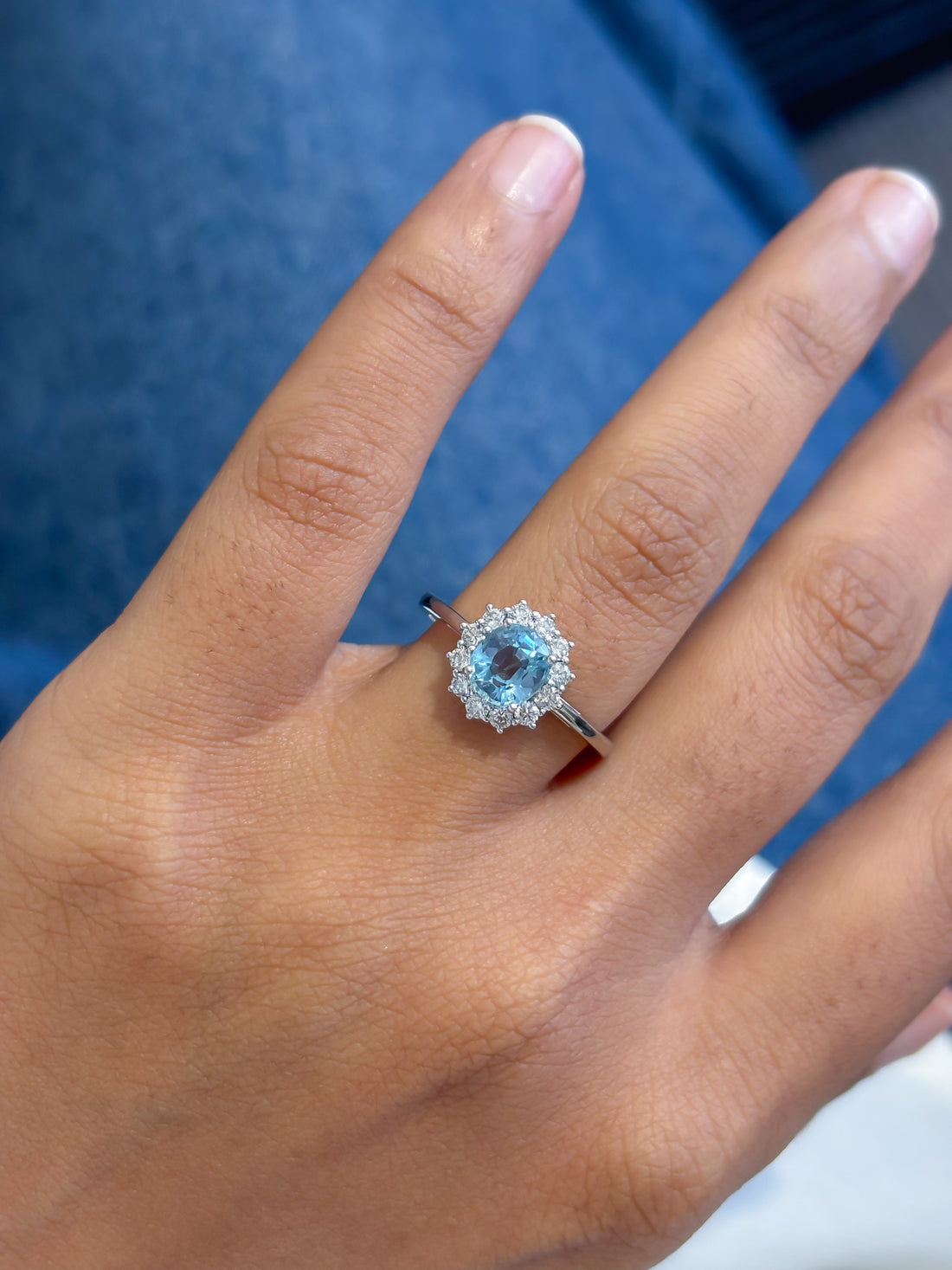 JPRG-5605/13302 Diamond Aquamarine Ring | 14K