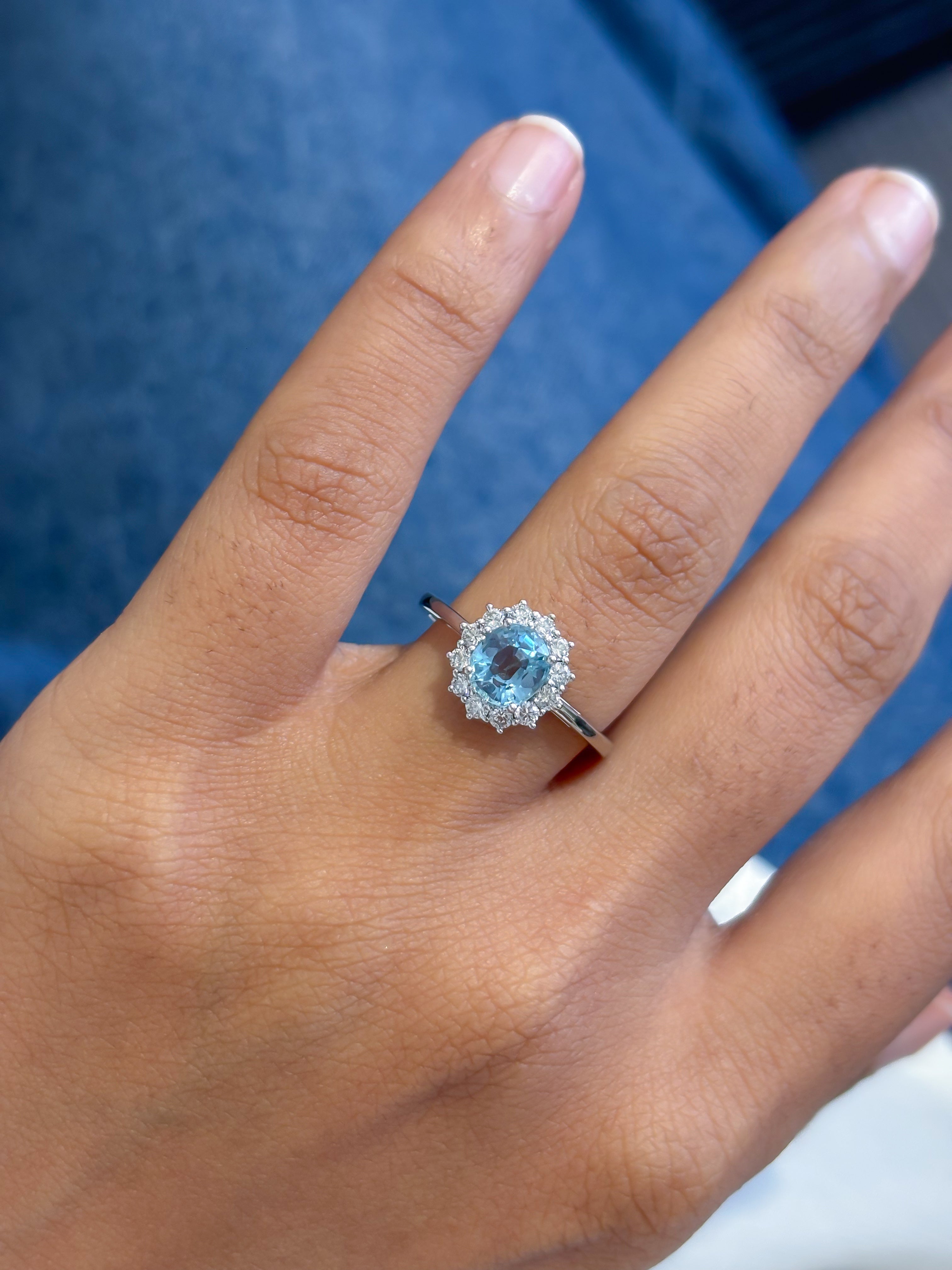 JPRG-5605/13302 Diamond Aquamarine Ring | 14K
