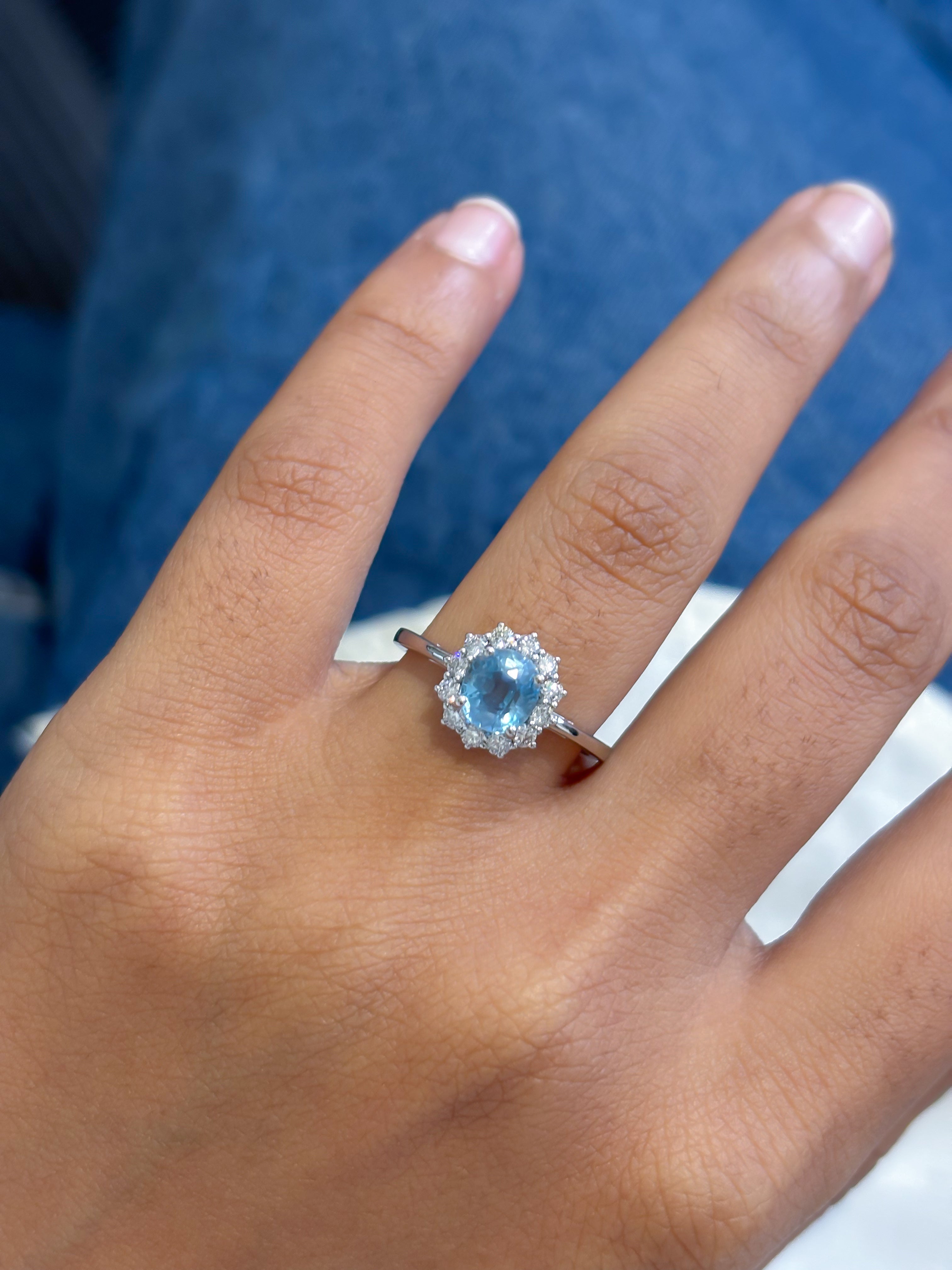 JPRG-5606/13303 Diamond Aquamarine Ring | 14K