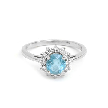 JPRG-5606/13303 Diamond Aquamarine Ring | 14K