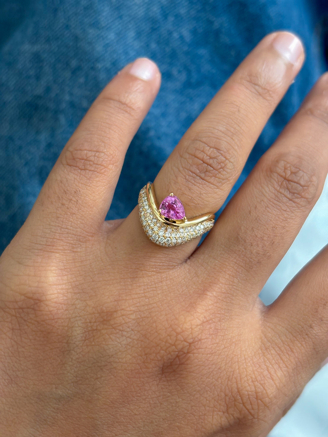 JPRG-5683/13455 Pink Sapphire Diamond Ring | 18K