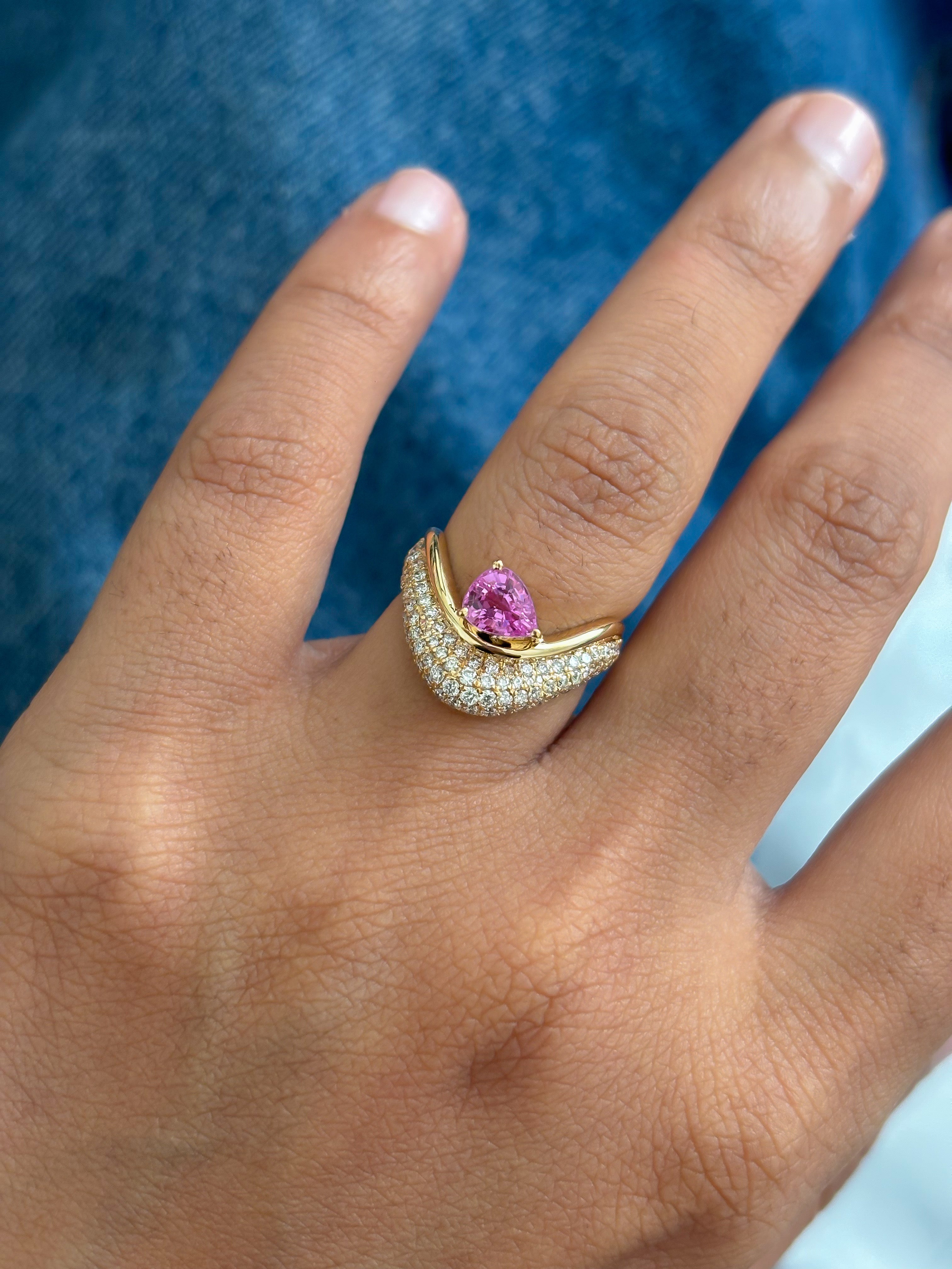 JPRG-5683/13455 Pink Sapphire Diamond Ring | 18K