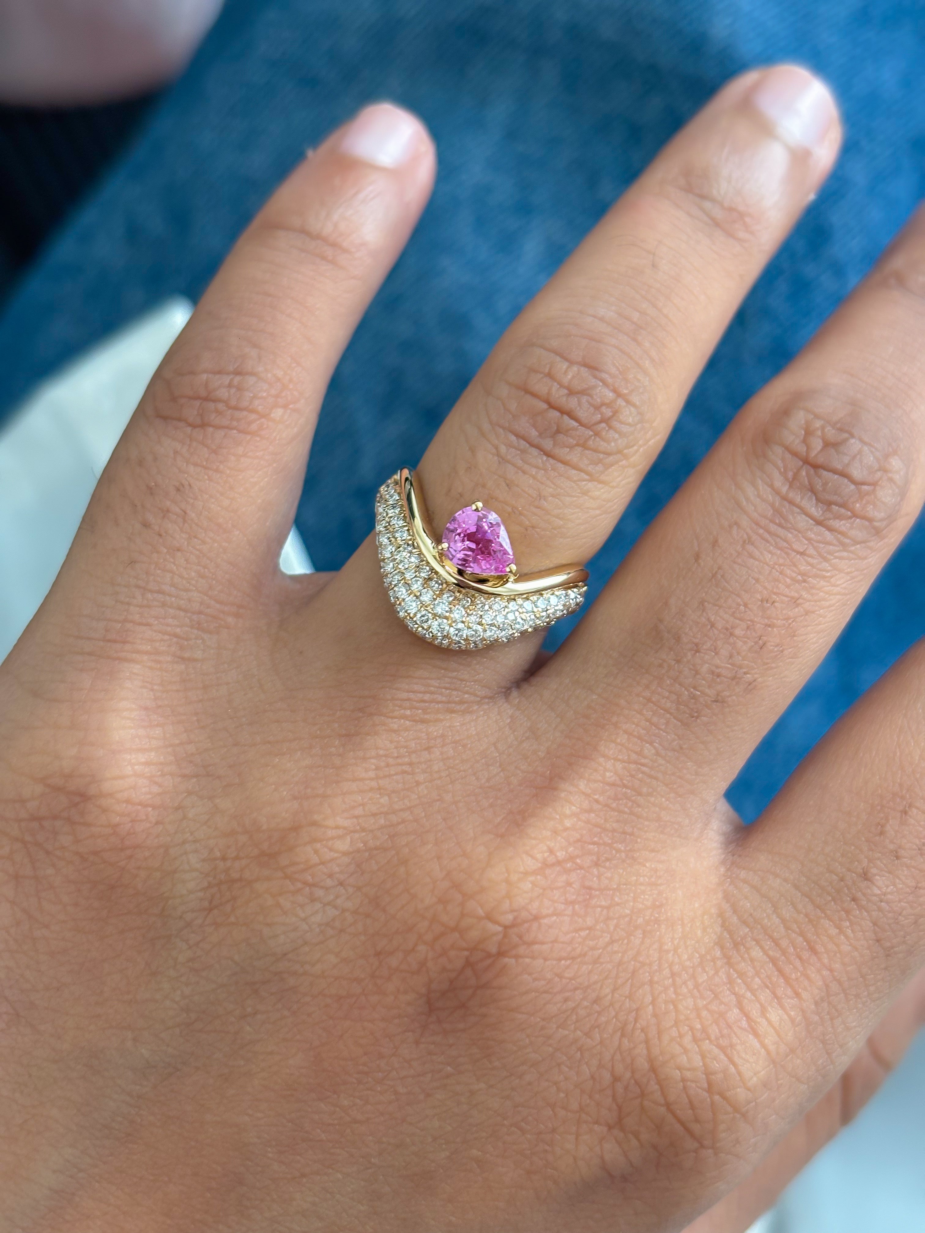 JPRG-5689/13465 Pink Sapphire Diamond Ring | 18K