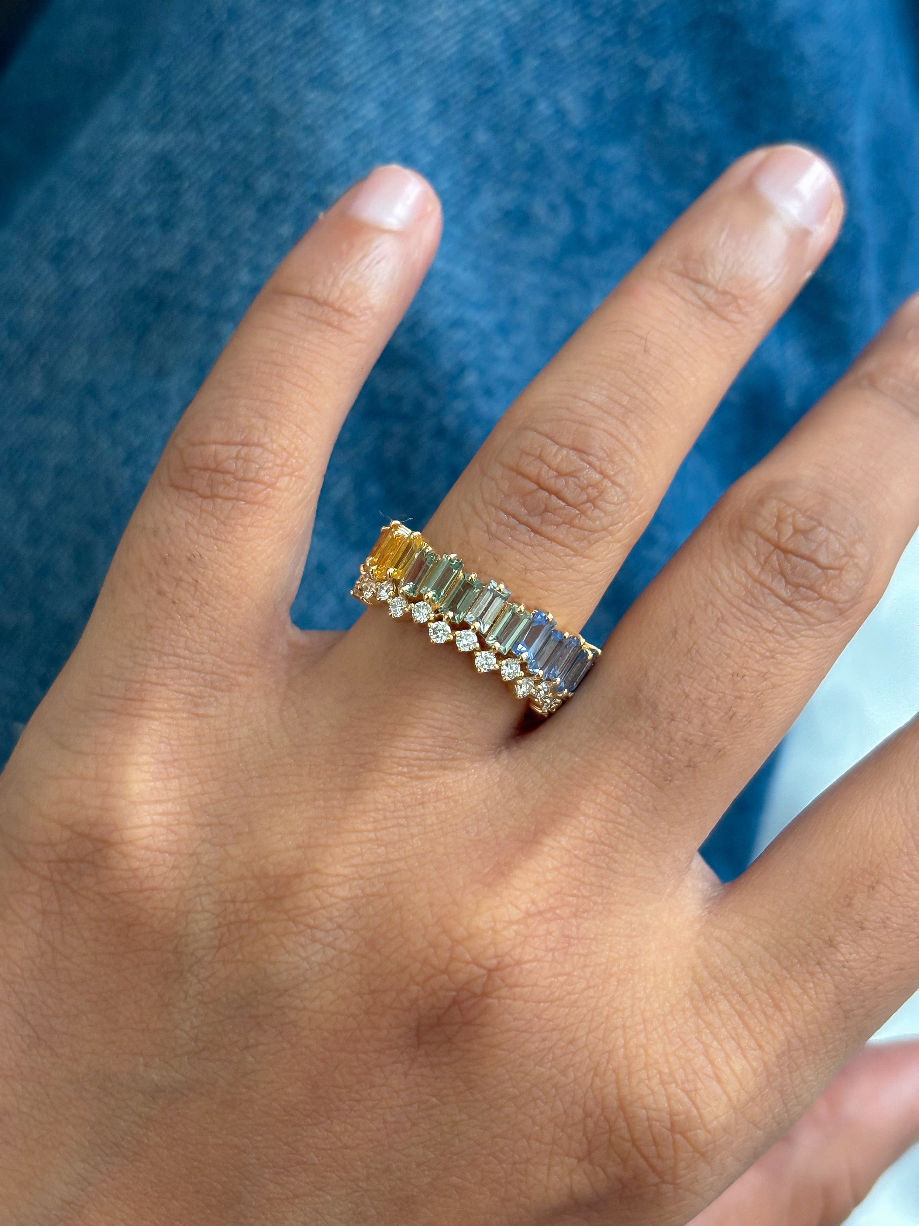 JPRG-5703/13485 Rainbow Sapphire Diamond Ring | 18K