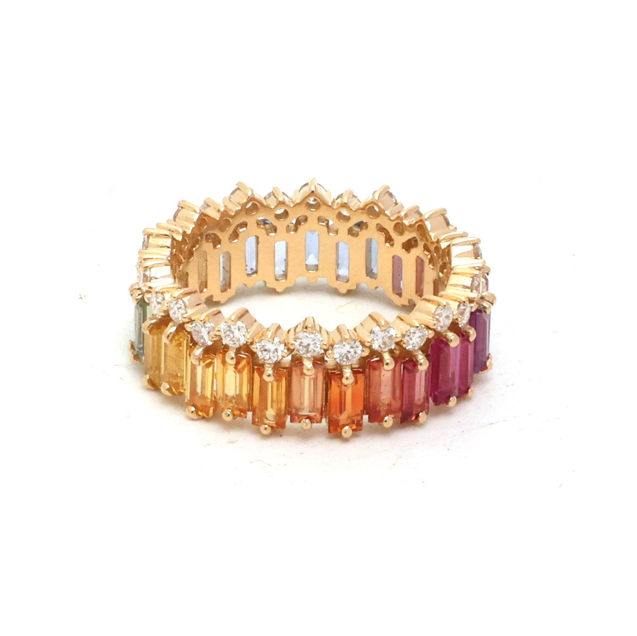 JPRG-5703/13485 Rainbow Sapphire Diamond Ring | 18K