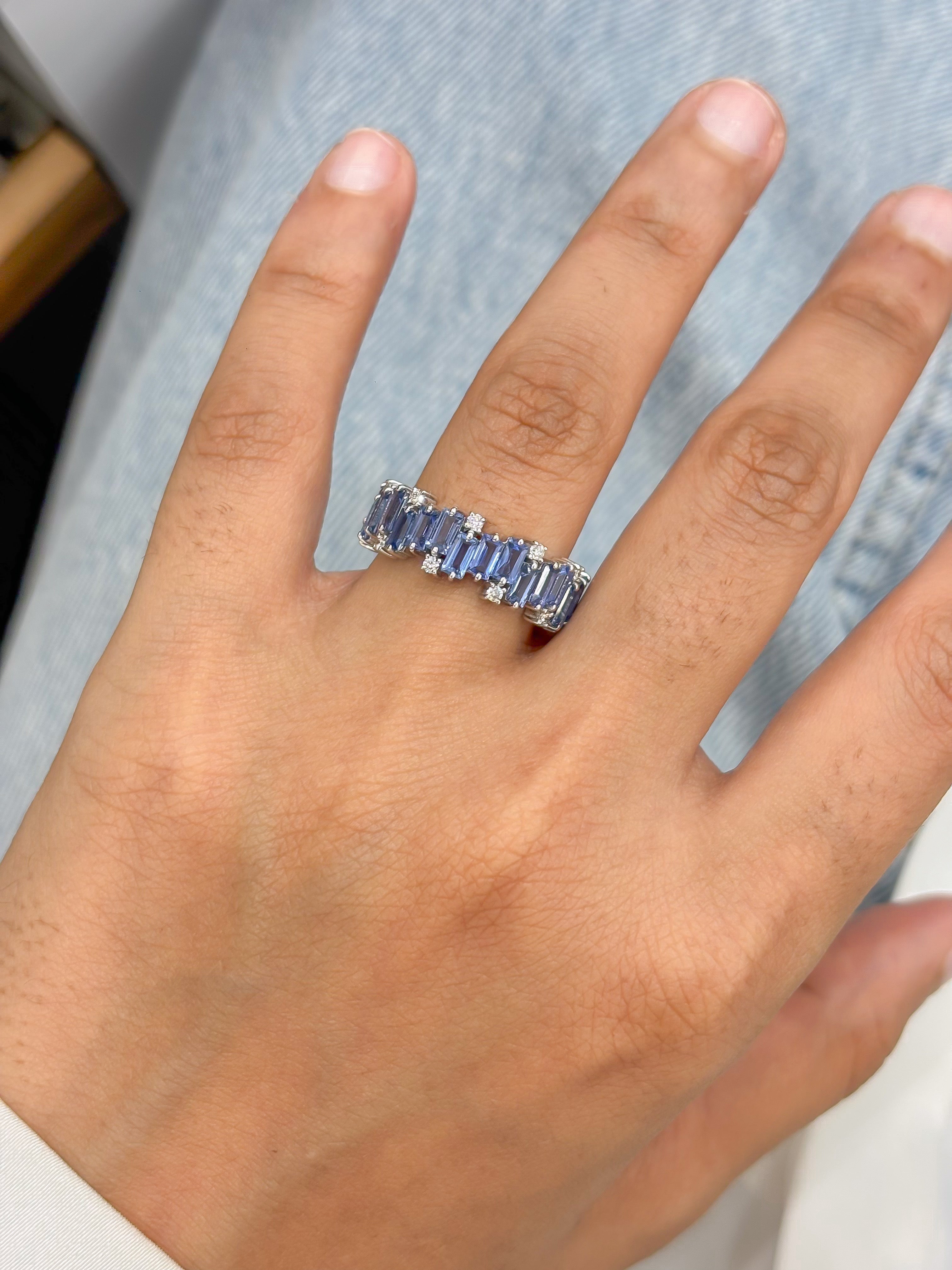 JPRG-5767/13587 Blue Sapphire Diamond Ring | 14K