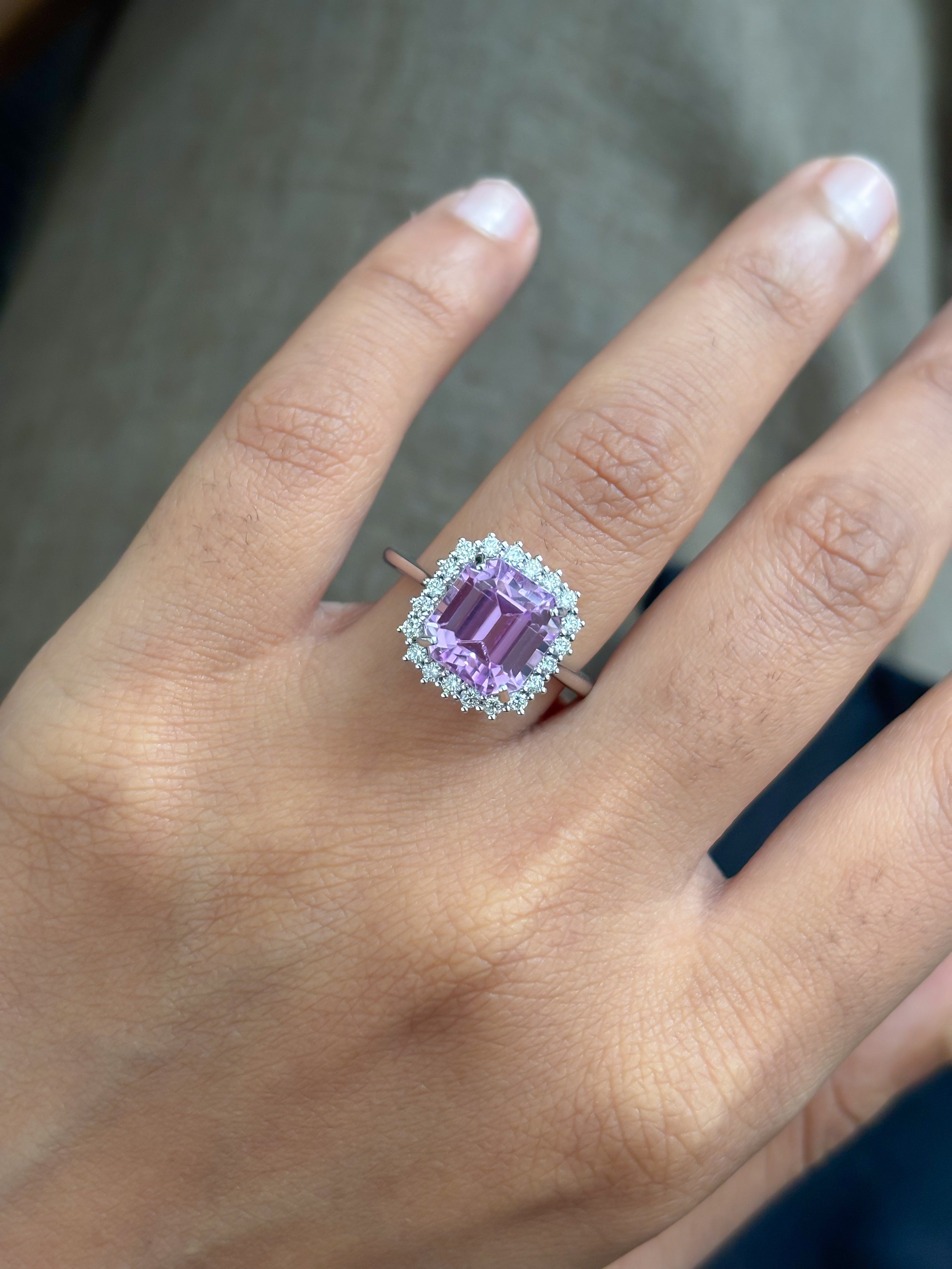 JPRG-5770/13622 Kunzite Diamond Ring | 14K