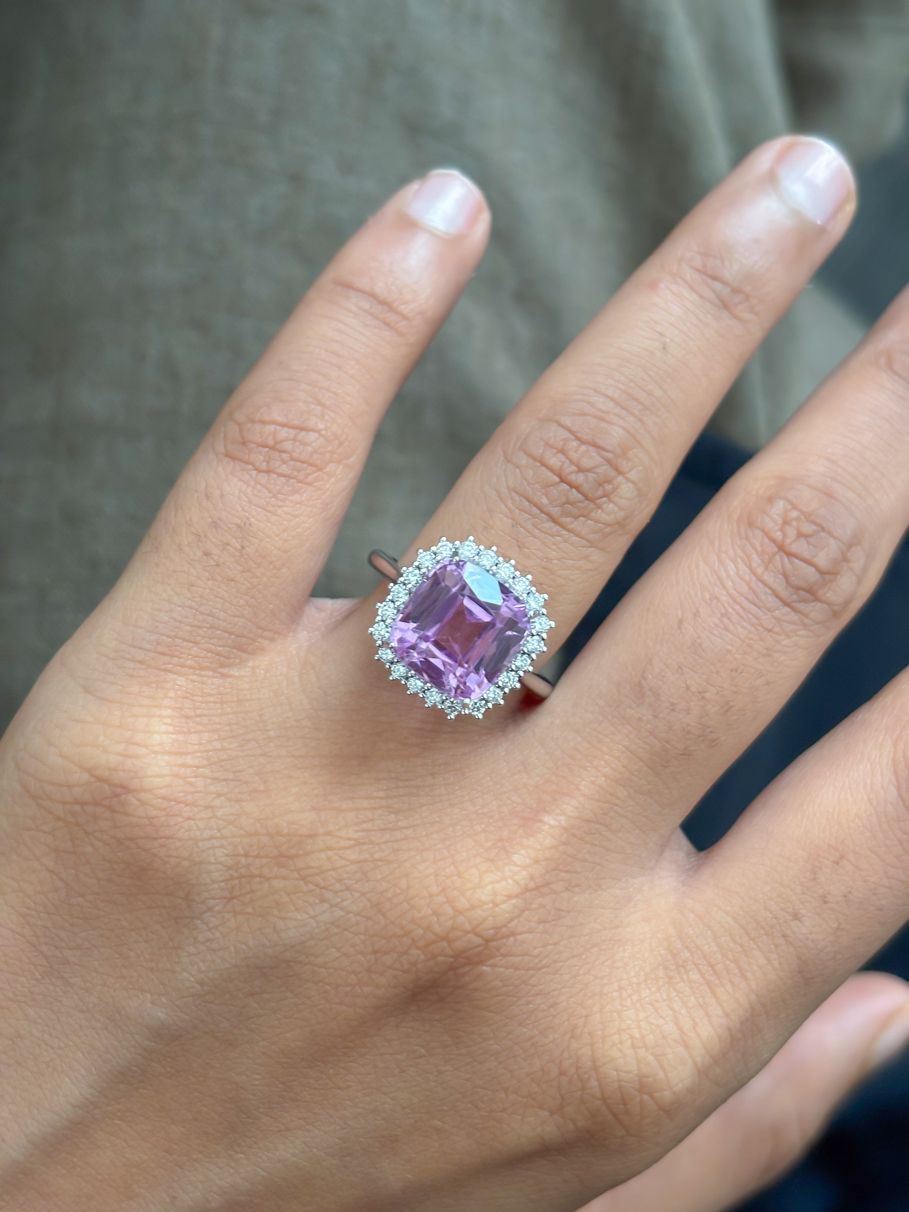 JPRG-5771/13623 Kunzite Diamond Ring | 14K