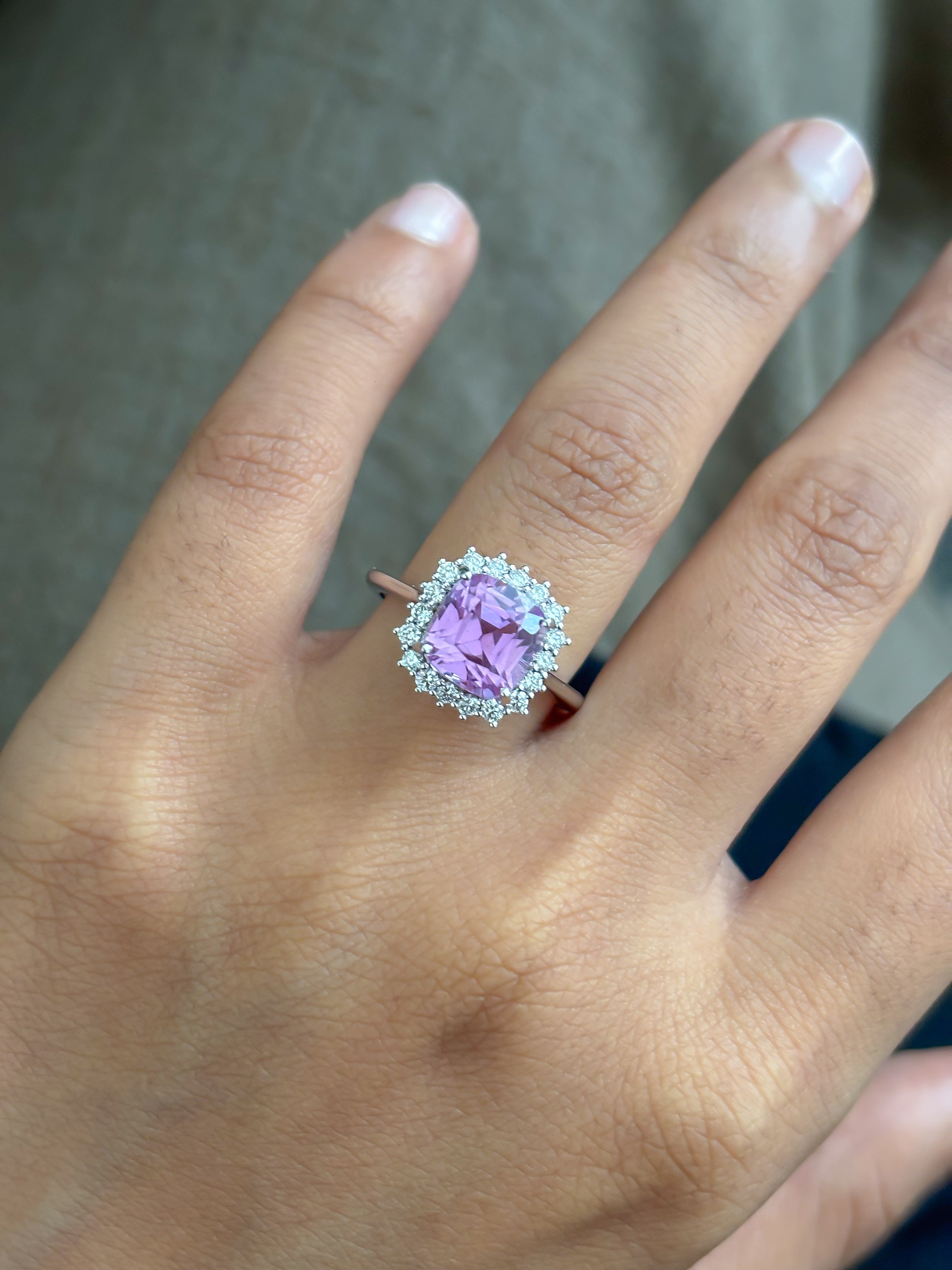 JPRG-5776/13628 Kunzite Diamond Ring | 14K