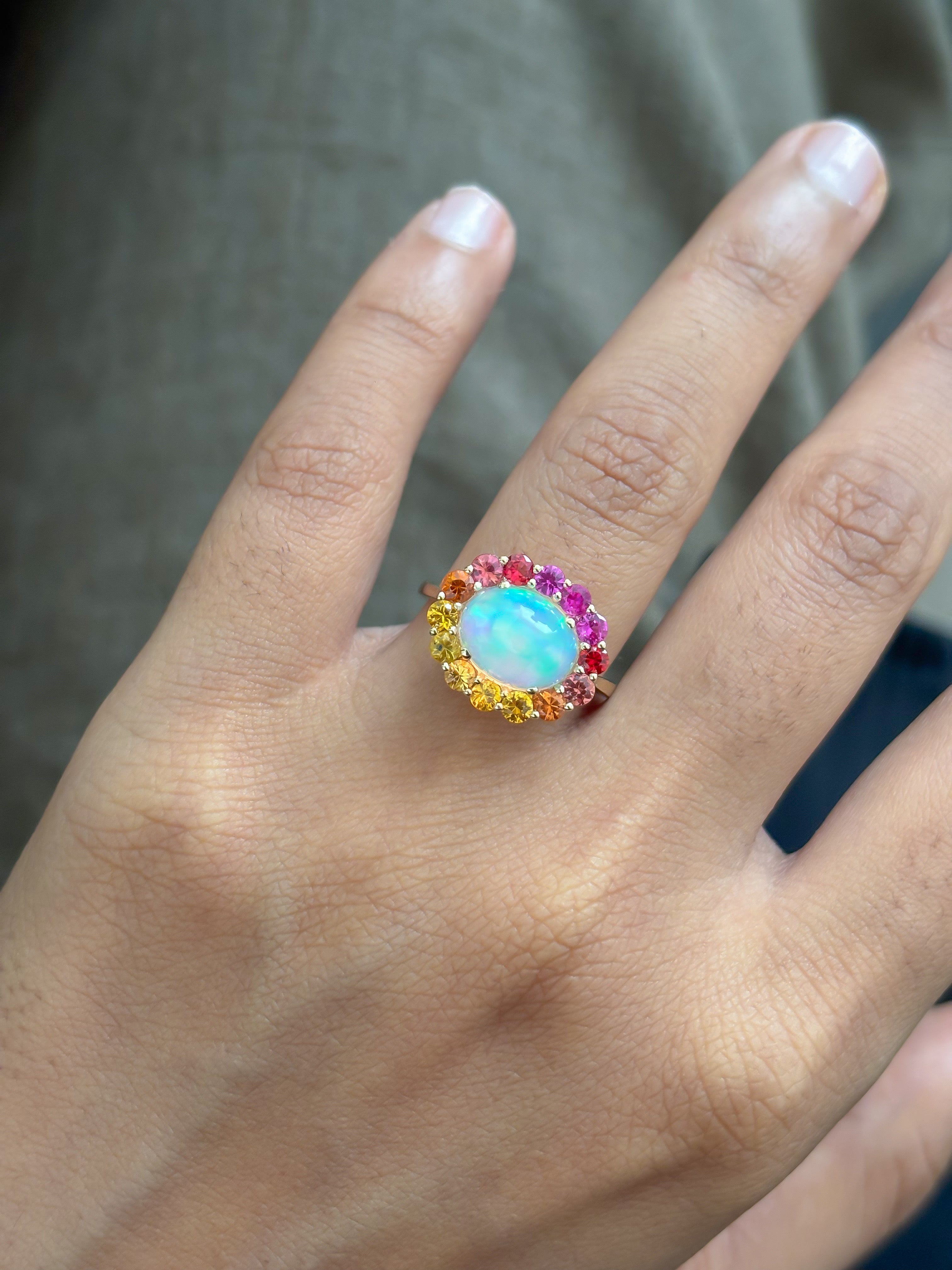 JPRG-5788/13642 Rainbow Sapphire Opal Ring | 14K
