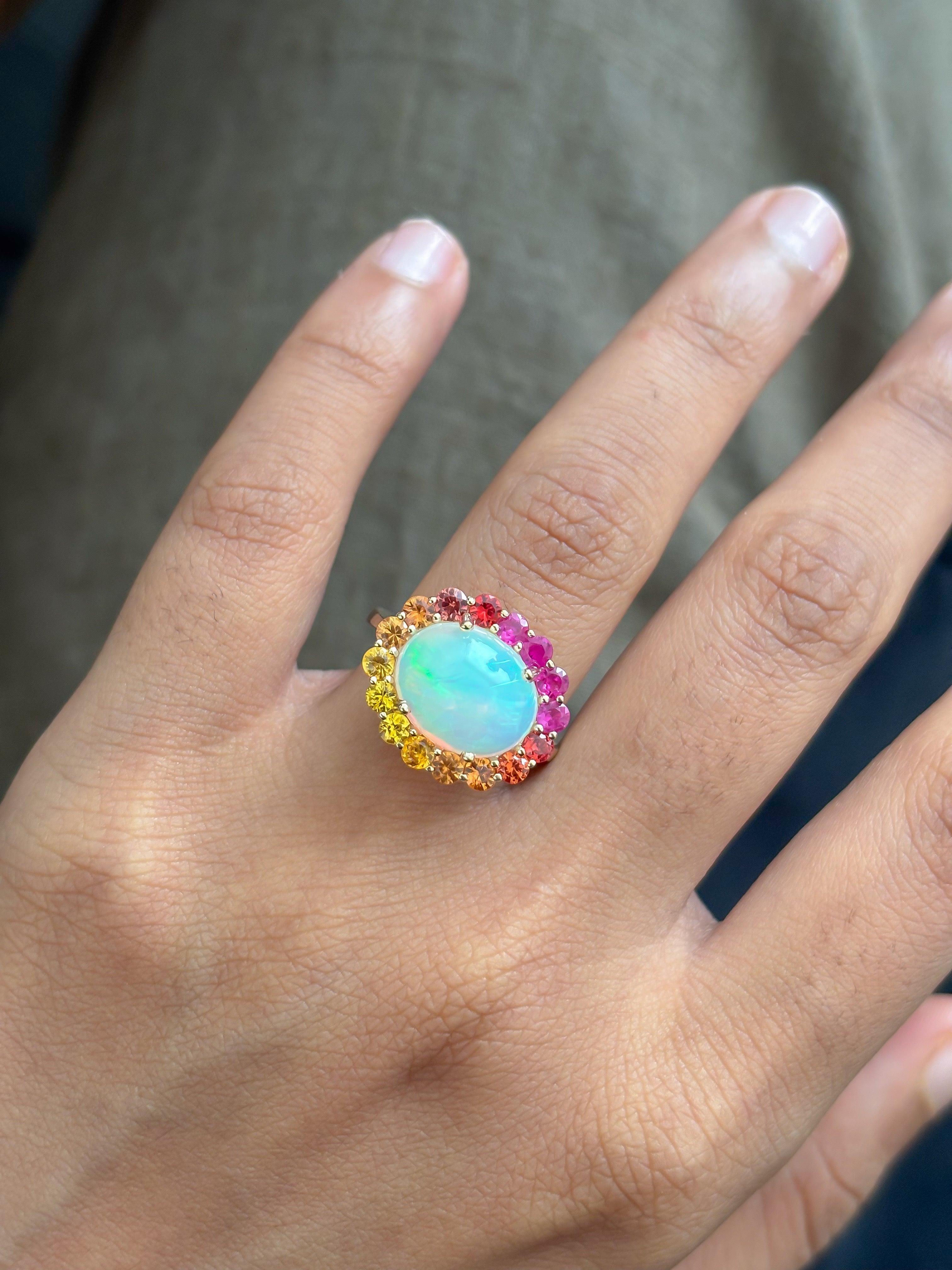 JPRG-5789/13643 Rainbow Sapphire Opal Ring | 14K