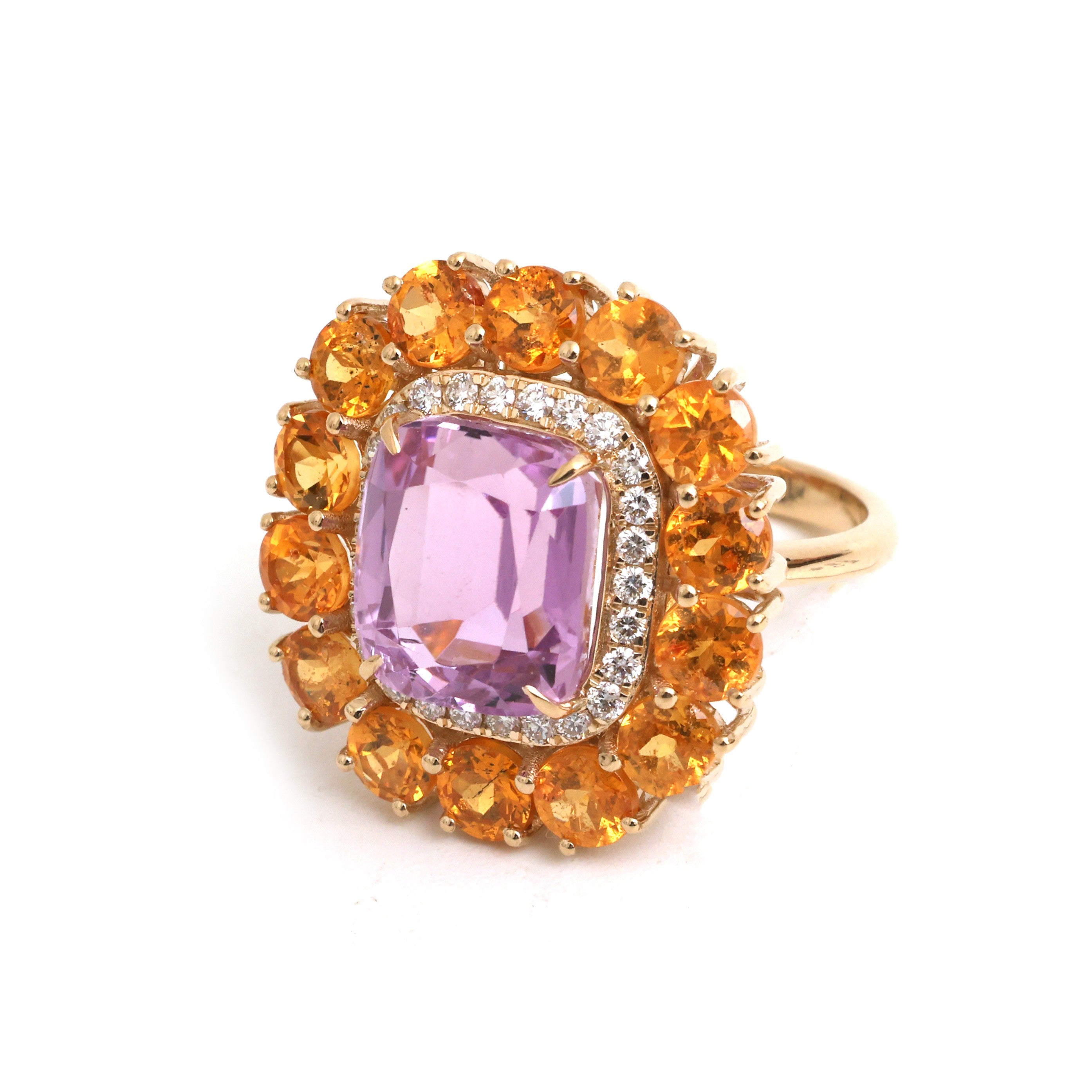 JPRG-5810/13712 Golden Rutile Kunzite Diamond Ring | 14K