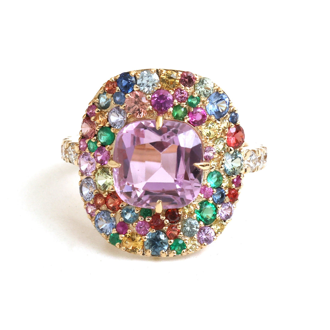 JPRG-5824/13726 Kunzite Rainbow Gemstone Diamond Ring | 14K