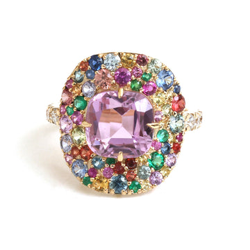 JPRG-5824/13726 Kunzite Rainbow Gemstone Diamond Ring | 14K