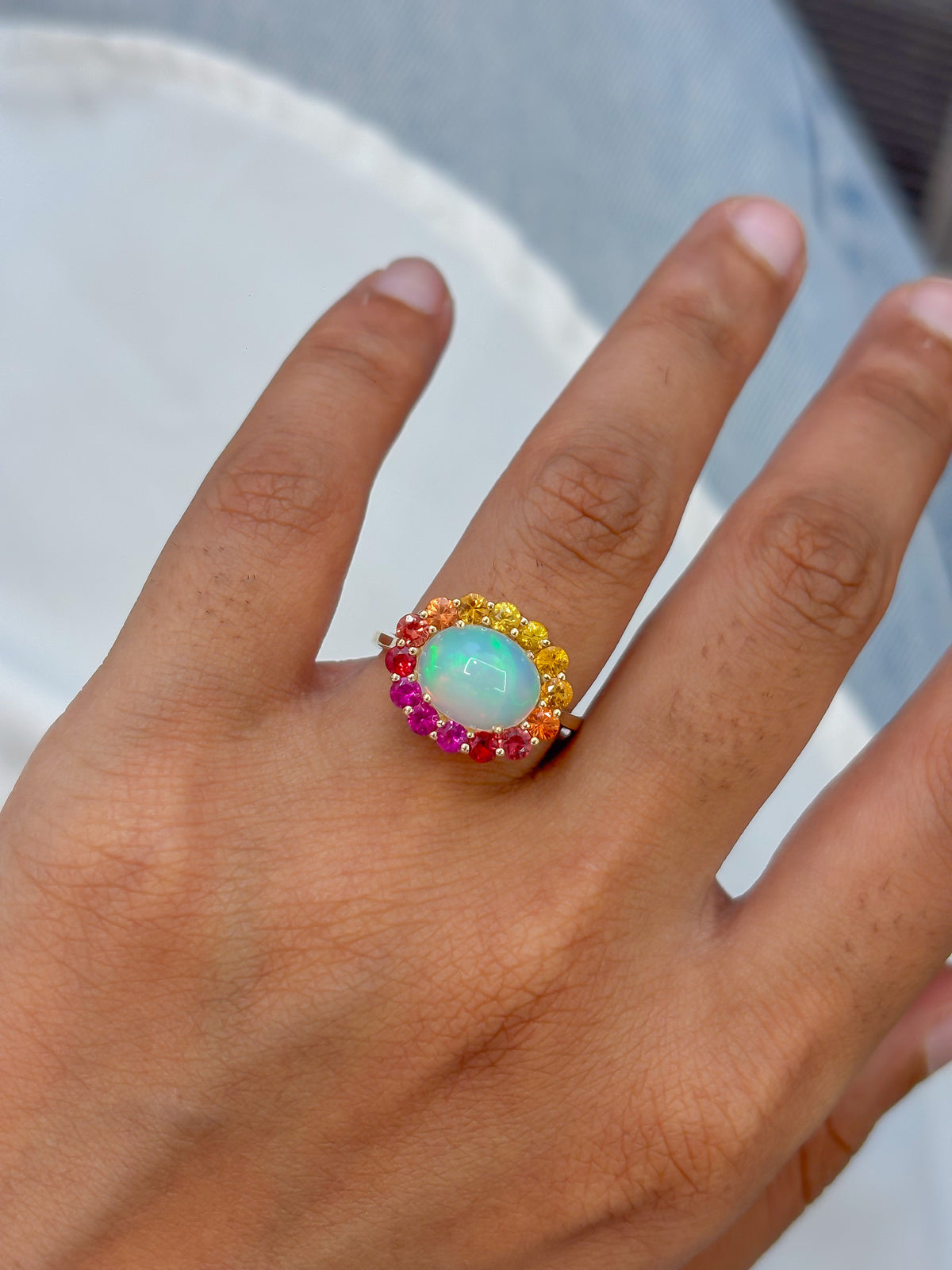 JPRG-5838/13820 Rainbow Sapphire Opal Ring | 14K