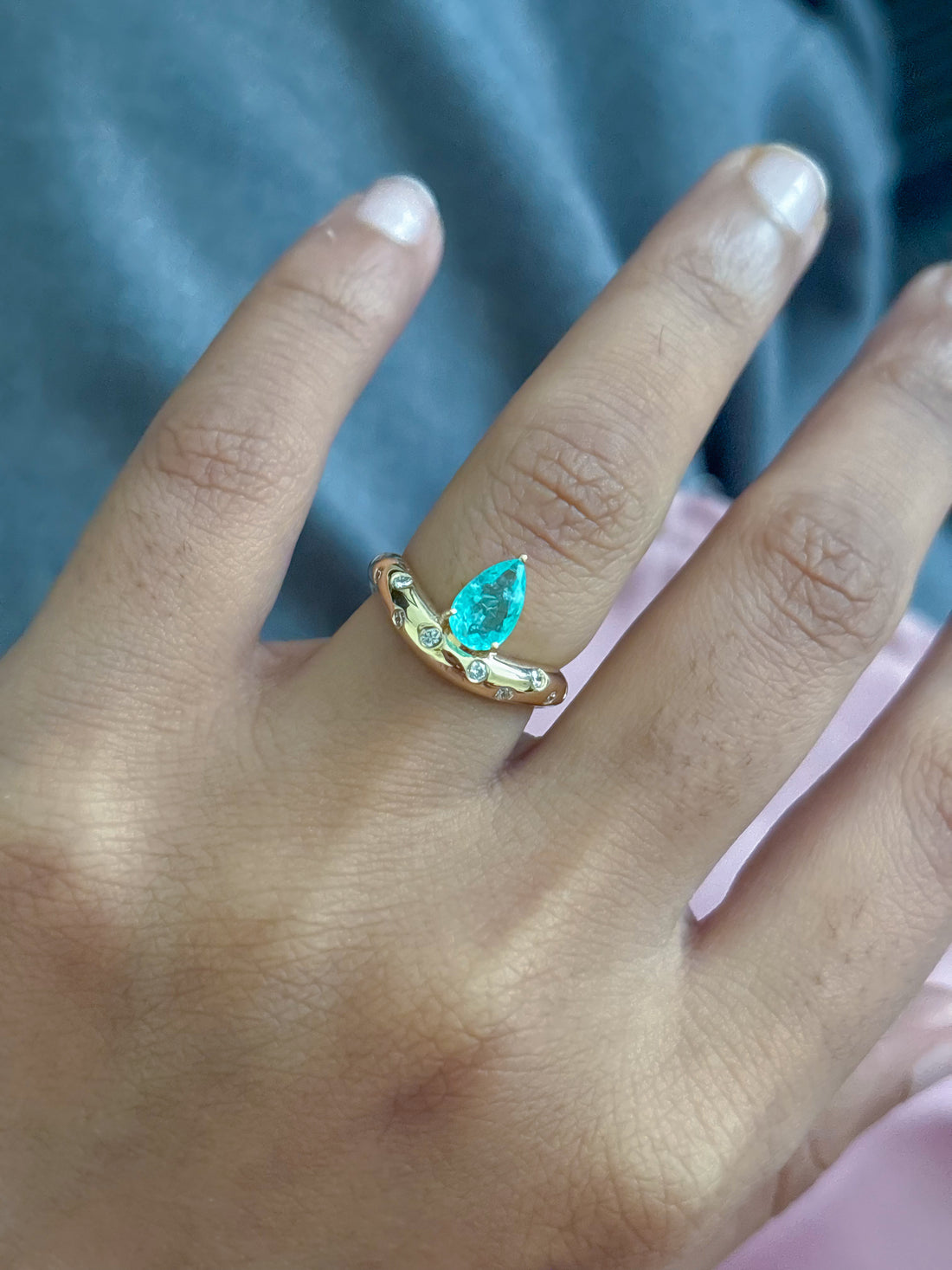 JPRG-5877/13936 Paraiba Tourmaline Diamond Ring | 18K