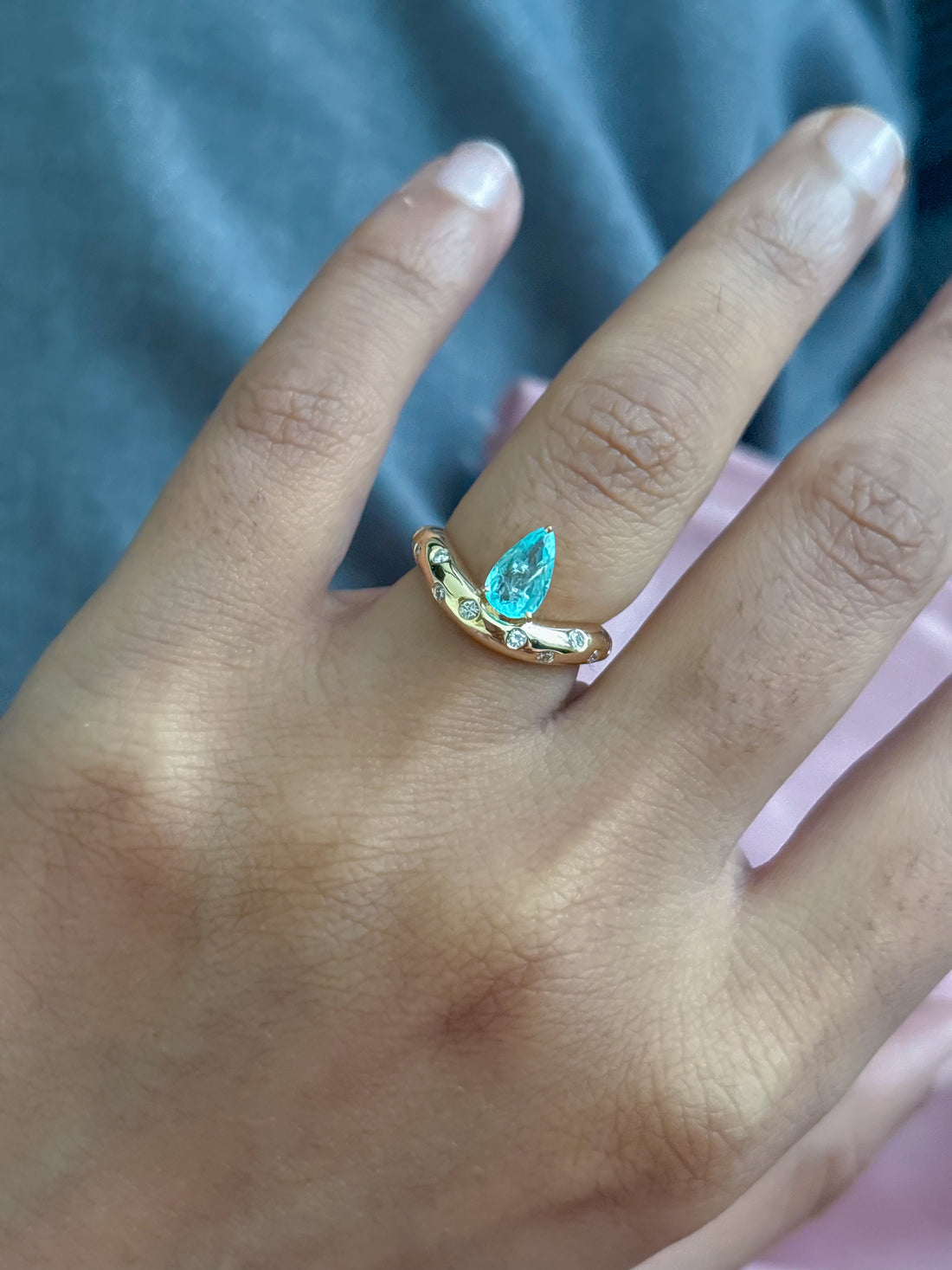 JPRG-5878/13937 Paraiba Tourmaline Diamond Ring | 18K