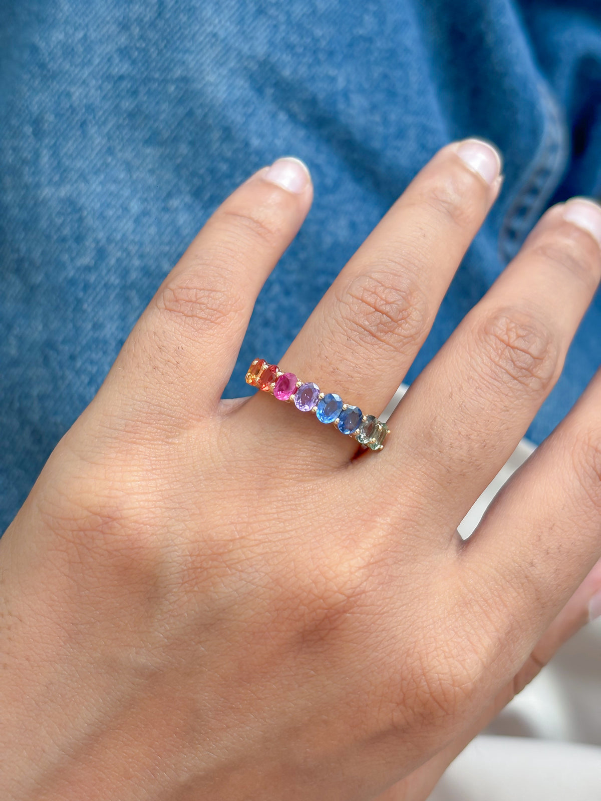 JPRG-5896/13996 Rainbow Sapphire Eternity Band | 18K