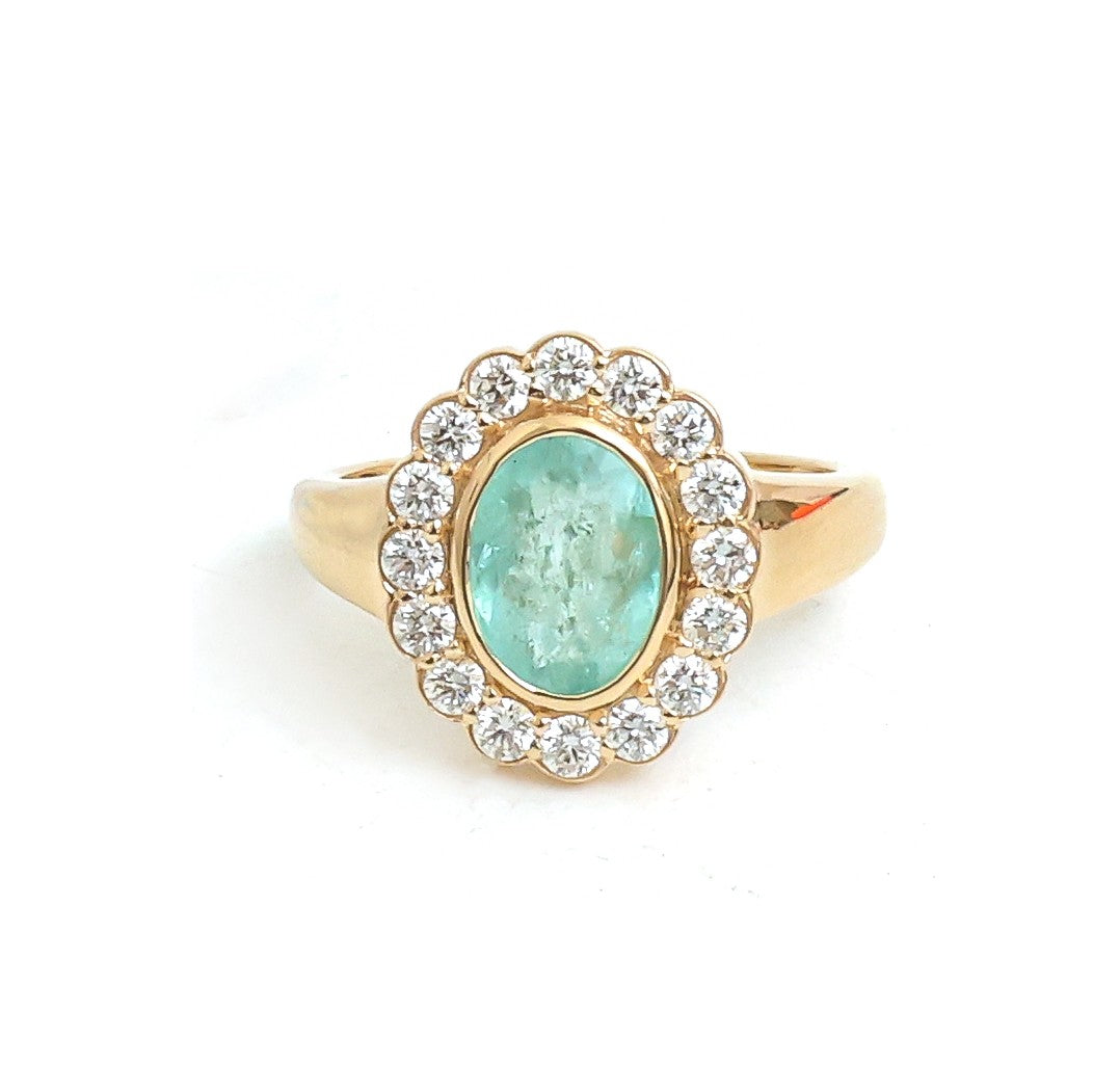 JPRG-5918/14282 Paraiba Tourmaline Diamond Ring | 18K