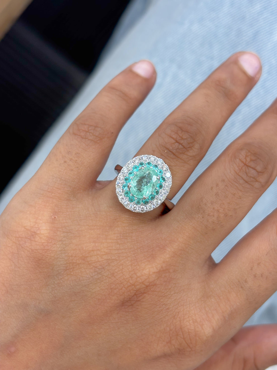 JPRG-5924/14374 Paraiba Tourmaline Diamond Ring | 18K