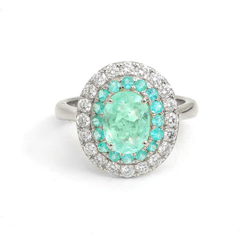 JPRG-5924/14374 Paraiba Tourmaline Diamond Ring | 18K