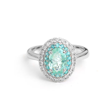 JPRG-5939/14437 Paraiba Tourmaline Diamond Ring | 18K