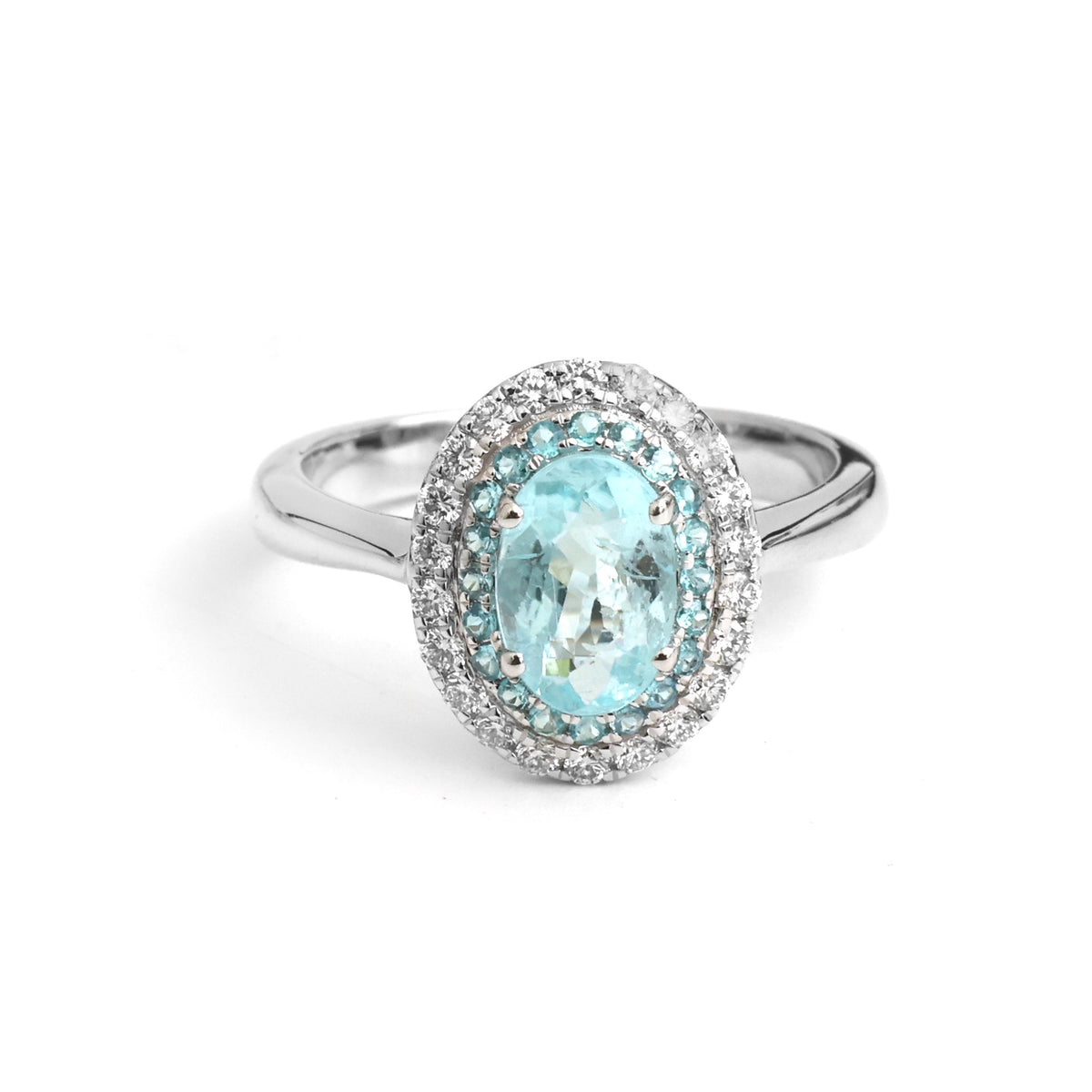 JPRG-5940/14438 Paraiba Tourmaline Diamond Ring | 18K